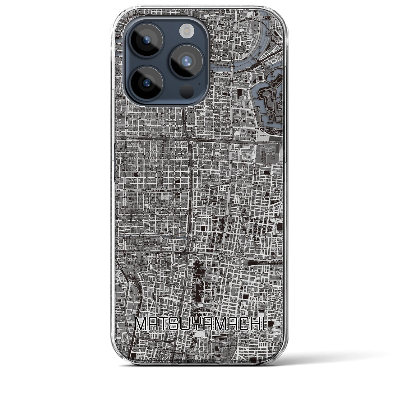 【松屋町(大阪府)】地図柄iPhoneケース(クリアタイプ)