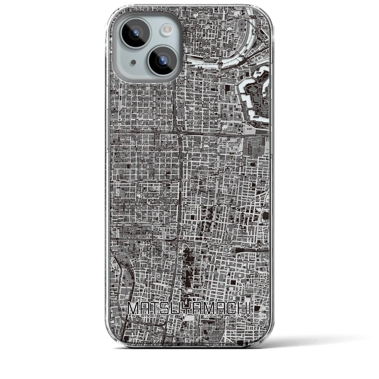【松屋町(大阪府)】地図柄iPhoneケース(クリアタイプ)