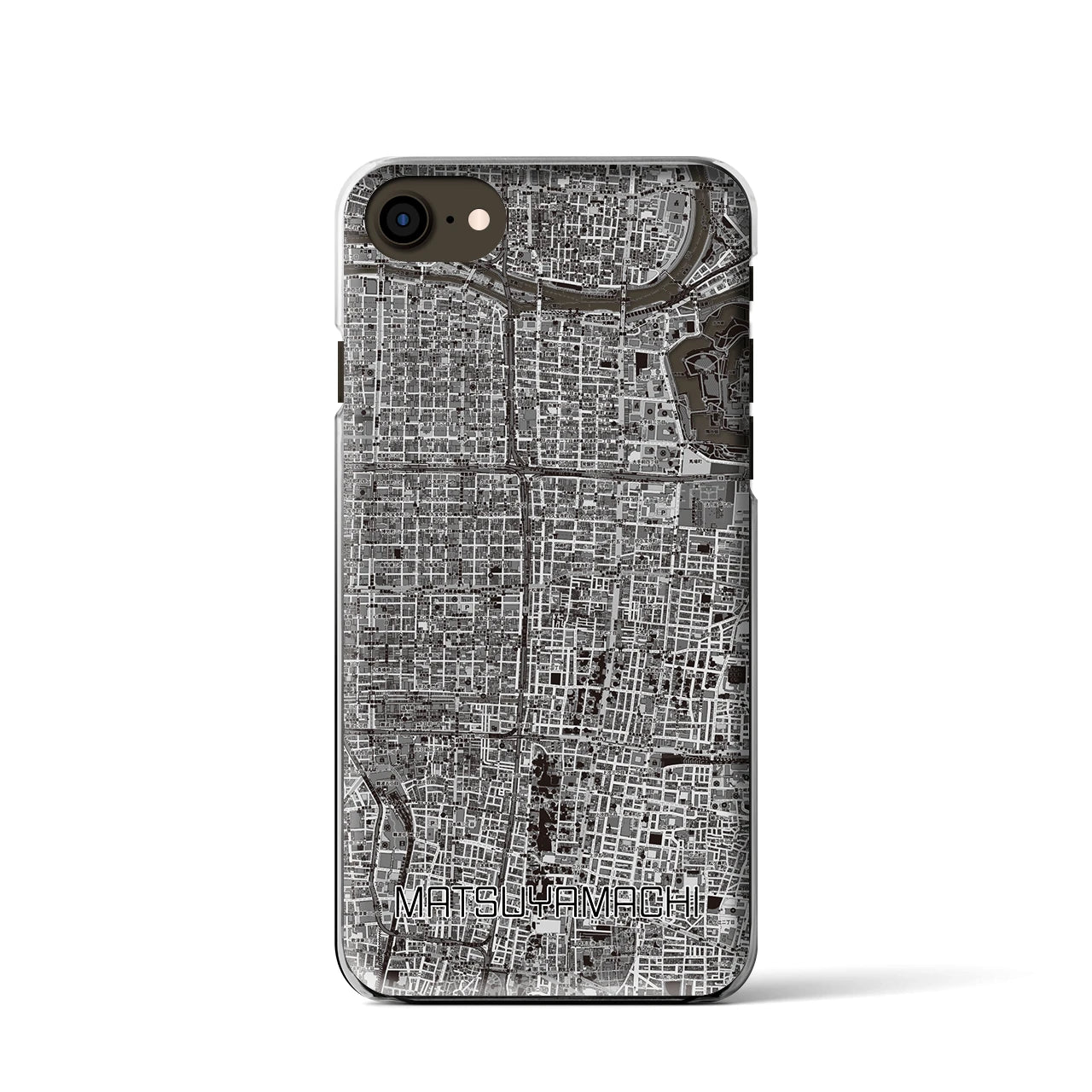 【松屋町(大阪府)】地図柄iPhoneケース(クリアタイプ)