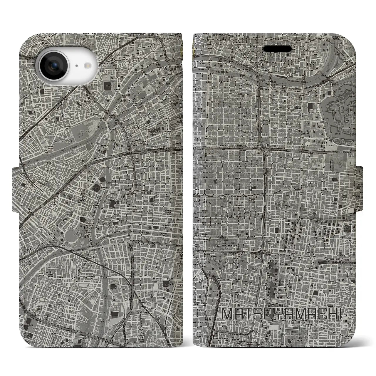 【松屋町(大阪府)】地図柄iPhoneケース(手帳タイプ)