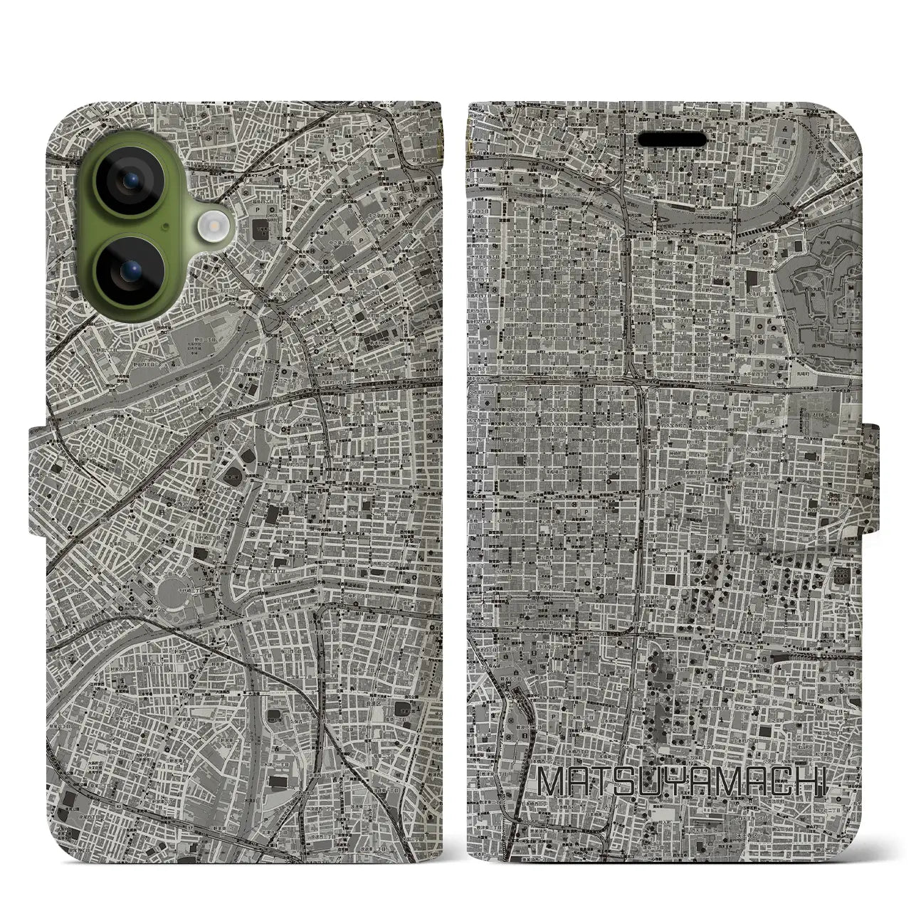 【松屋町(大阪府)】地図柄iPhoneケース(手帳タイプ)