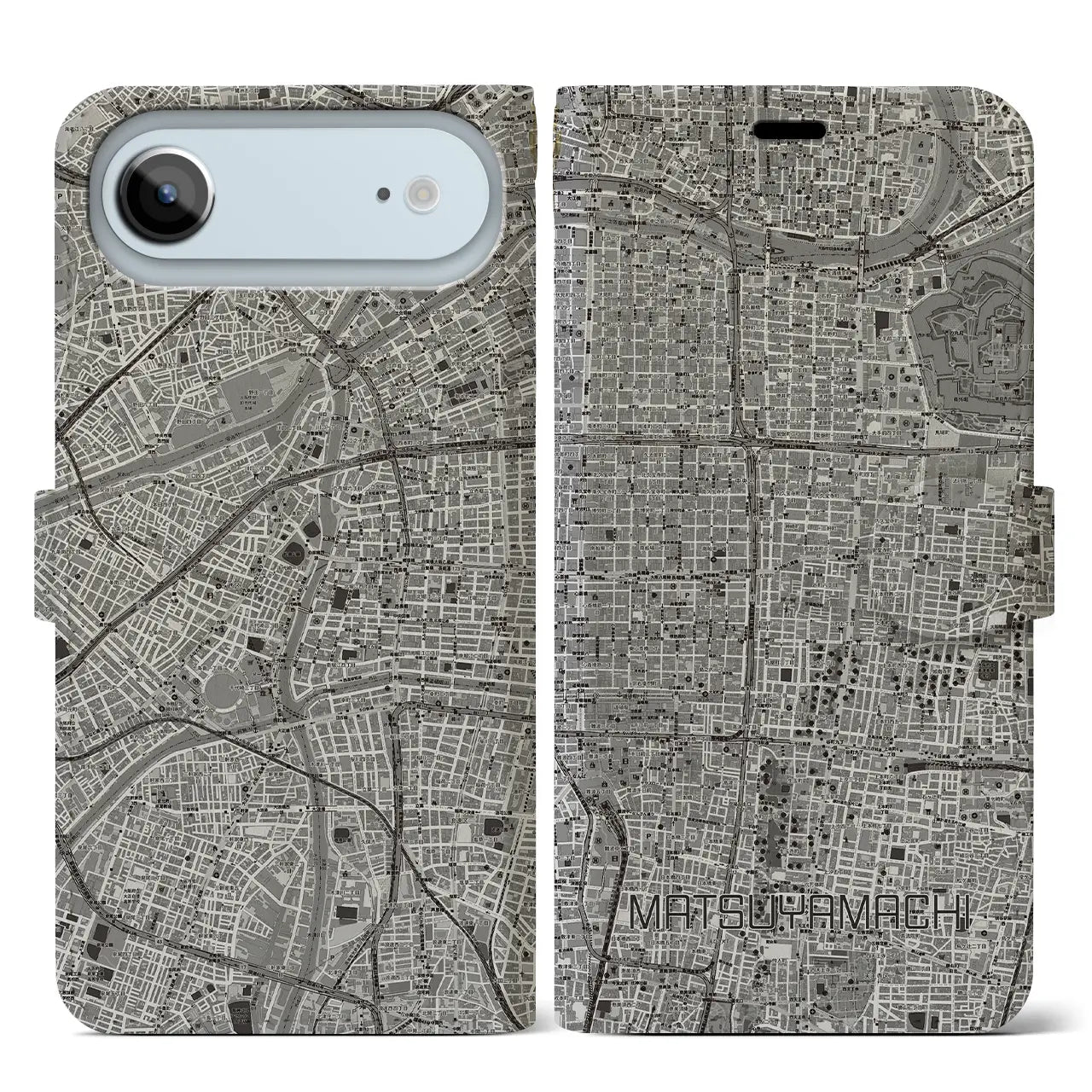 【松屋町(大阪府)】地図柄iPhoneケース(手帳タイプ)