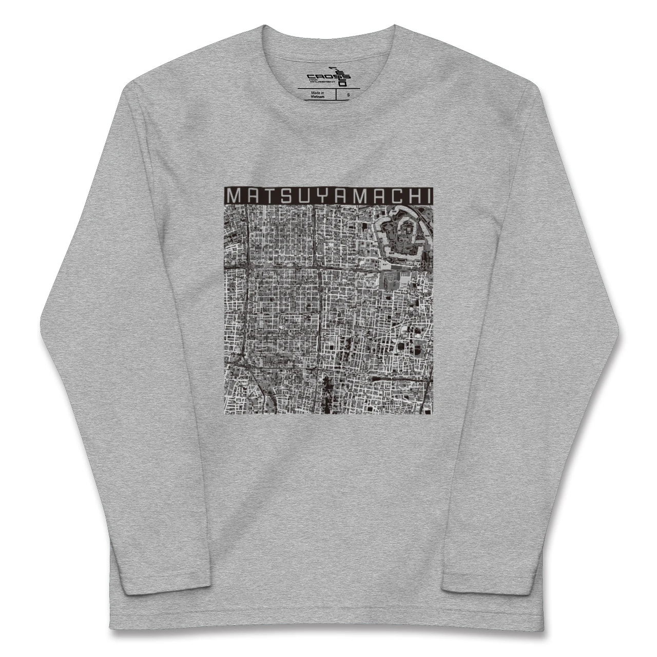 【松屋町(大阪府)】地図柄ロングスリーブTシャツ