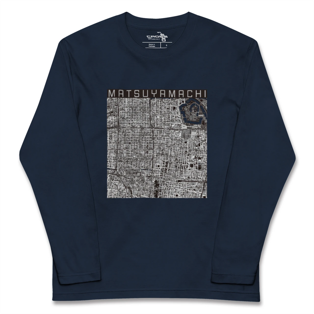 【松屋町(大阪府)】地図柄ロングスリーブTシャツ