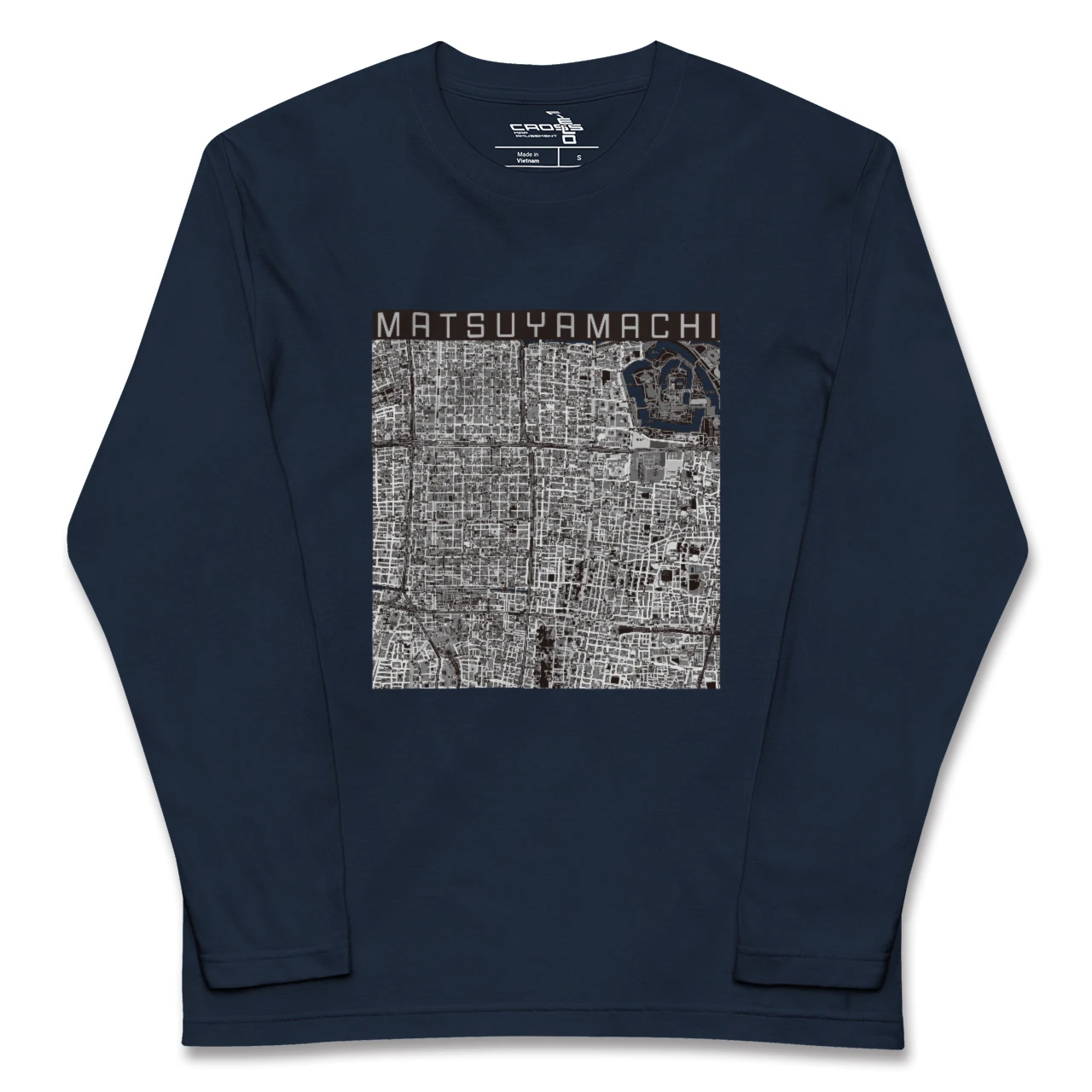 【松屋町(大阪府)】地図柄ロングスリーブTシャツ