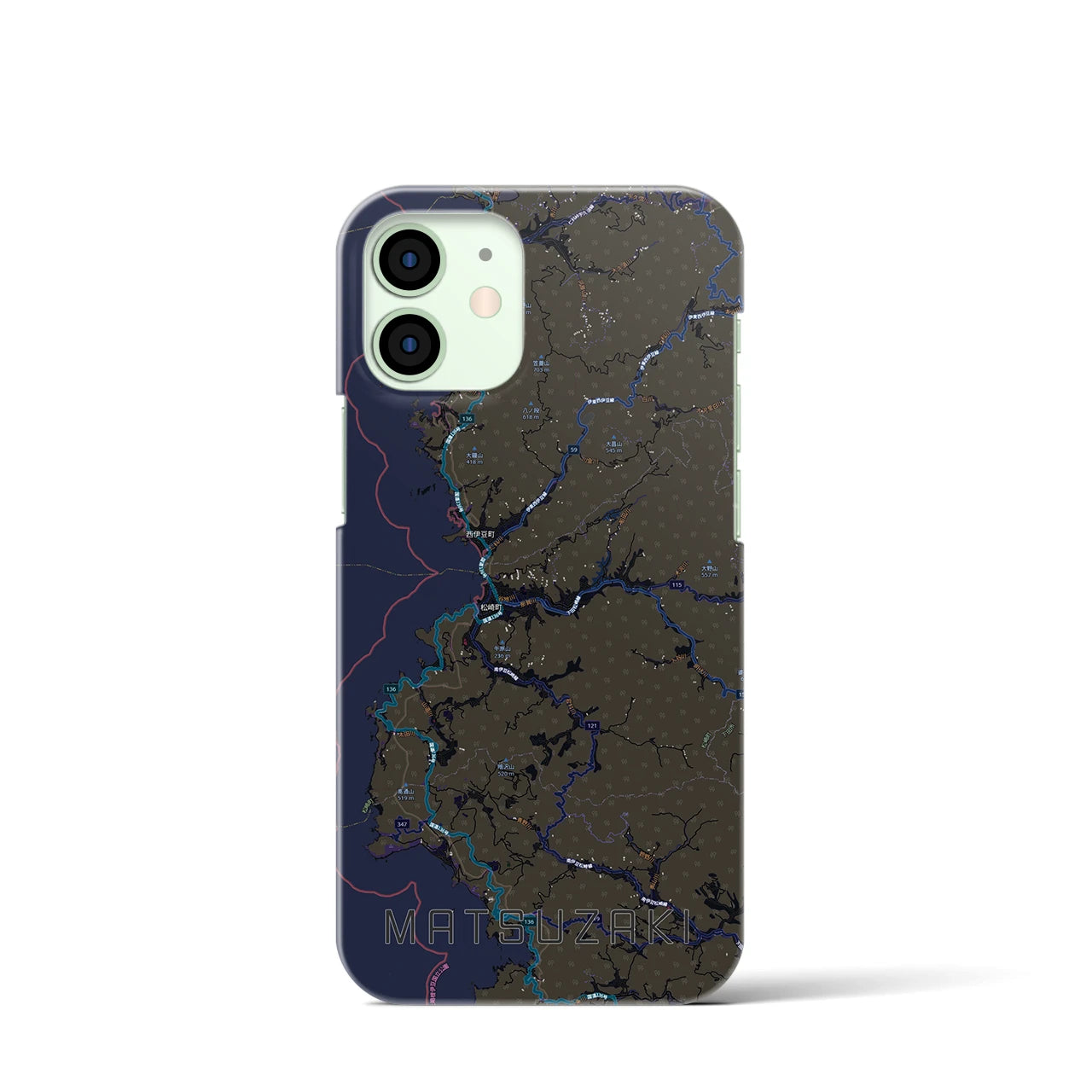 【松崎(静岡県)】地図柄iPhoneケース(バックカバータイプ)