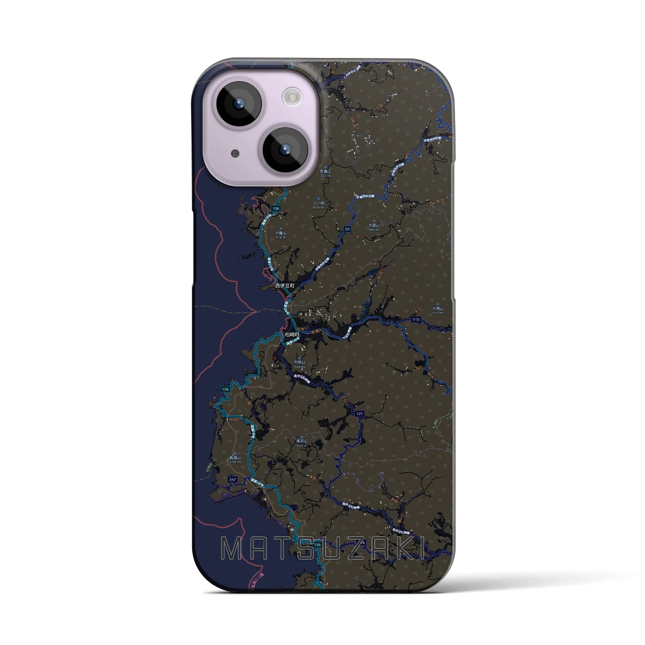 【松崎(静岡県)】地図柄iPhoneケース(バックカバータイプ)