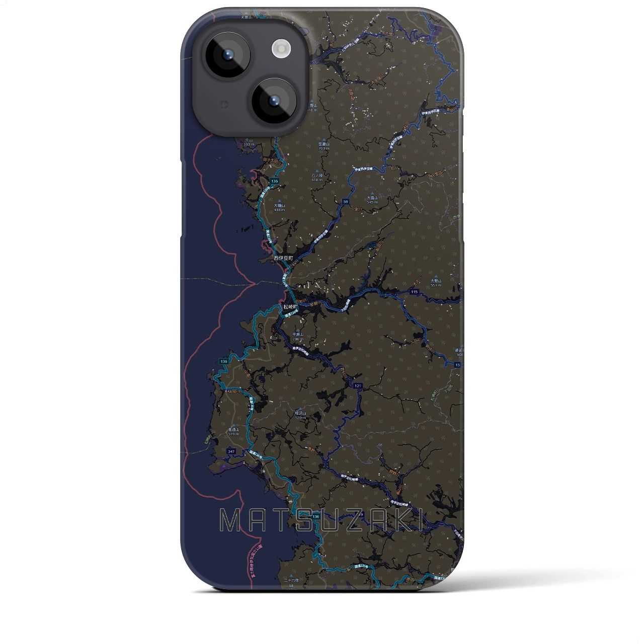 【松崎(静岡県)】地図柄iPhoneケース(バックカバータイプ)