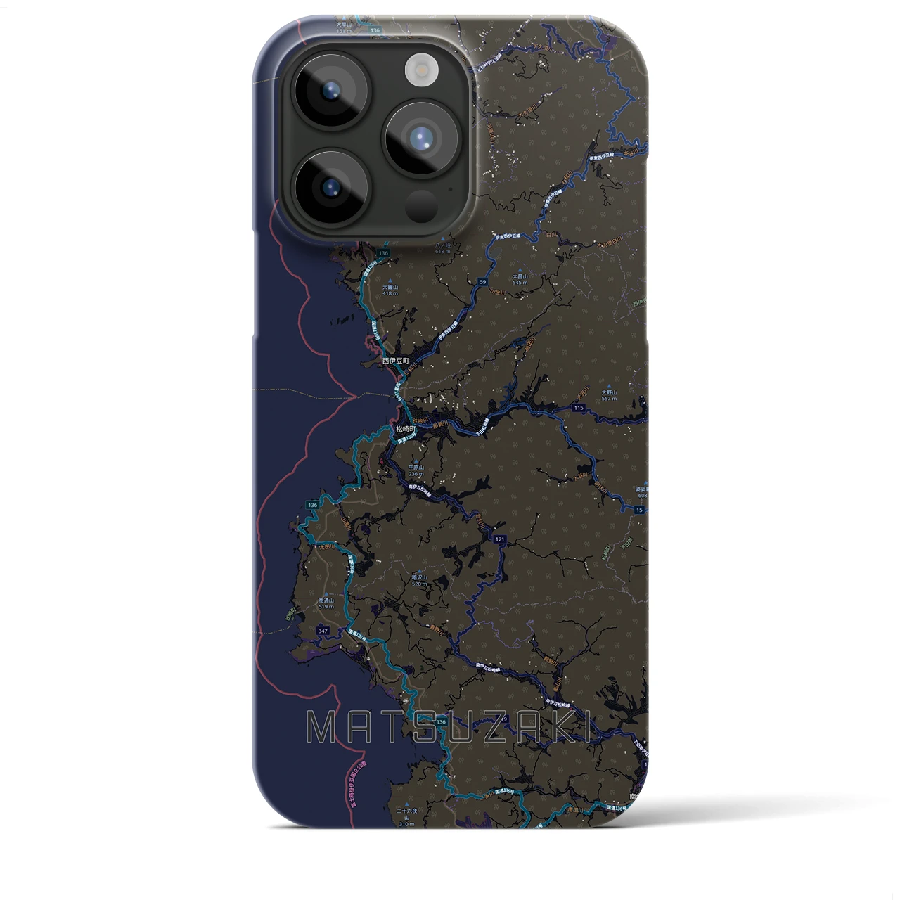 【松崎(静岡県)】地図柄iPhoneケース(バックカバータイプ)