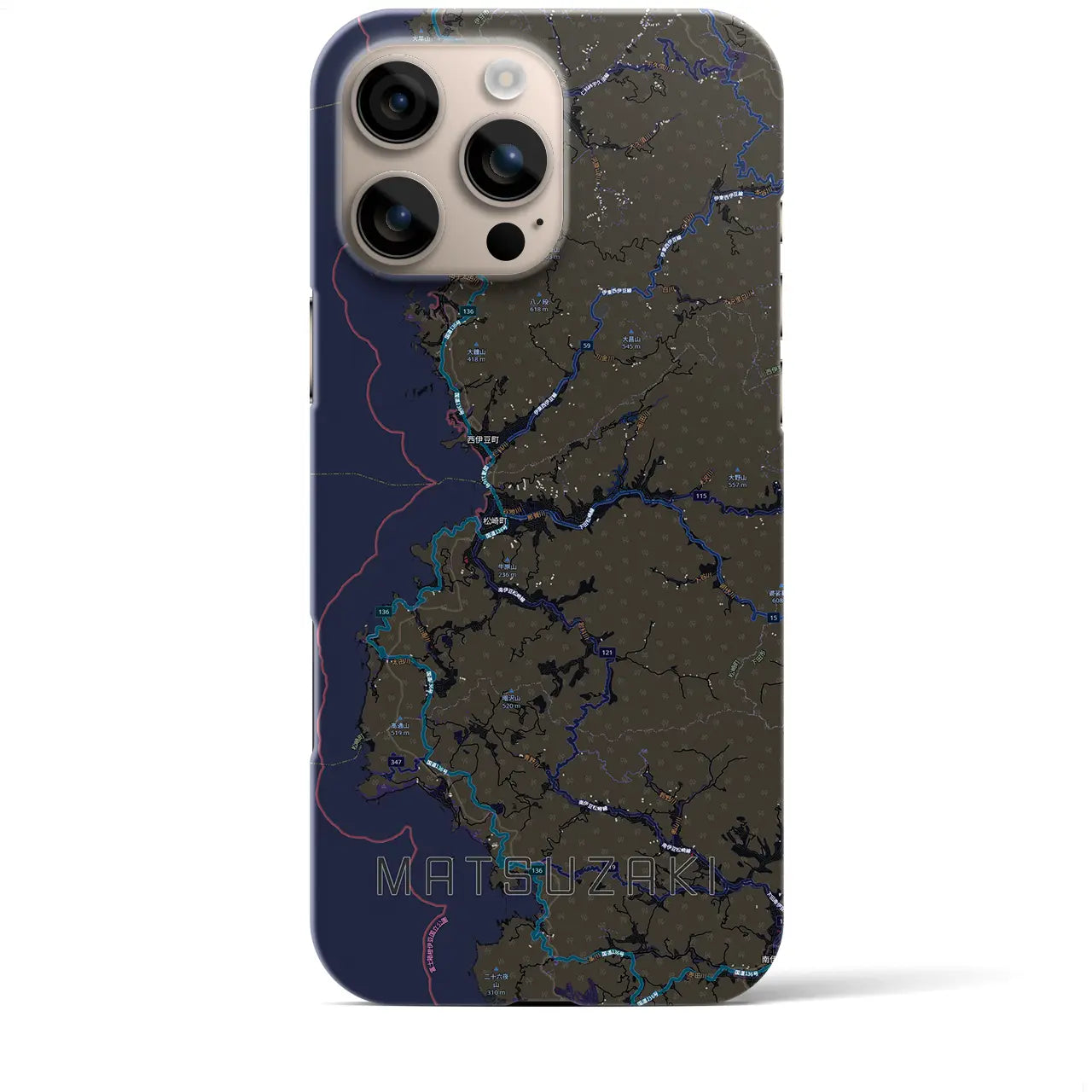 【松崎(静岡県)】地図柄iPhoneケース(バックカバータイプ)