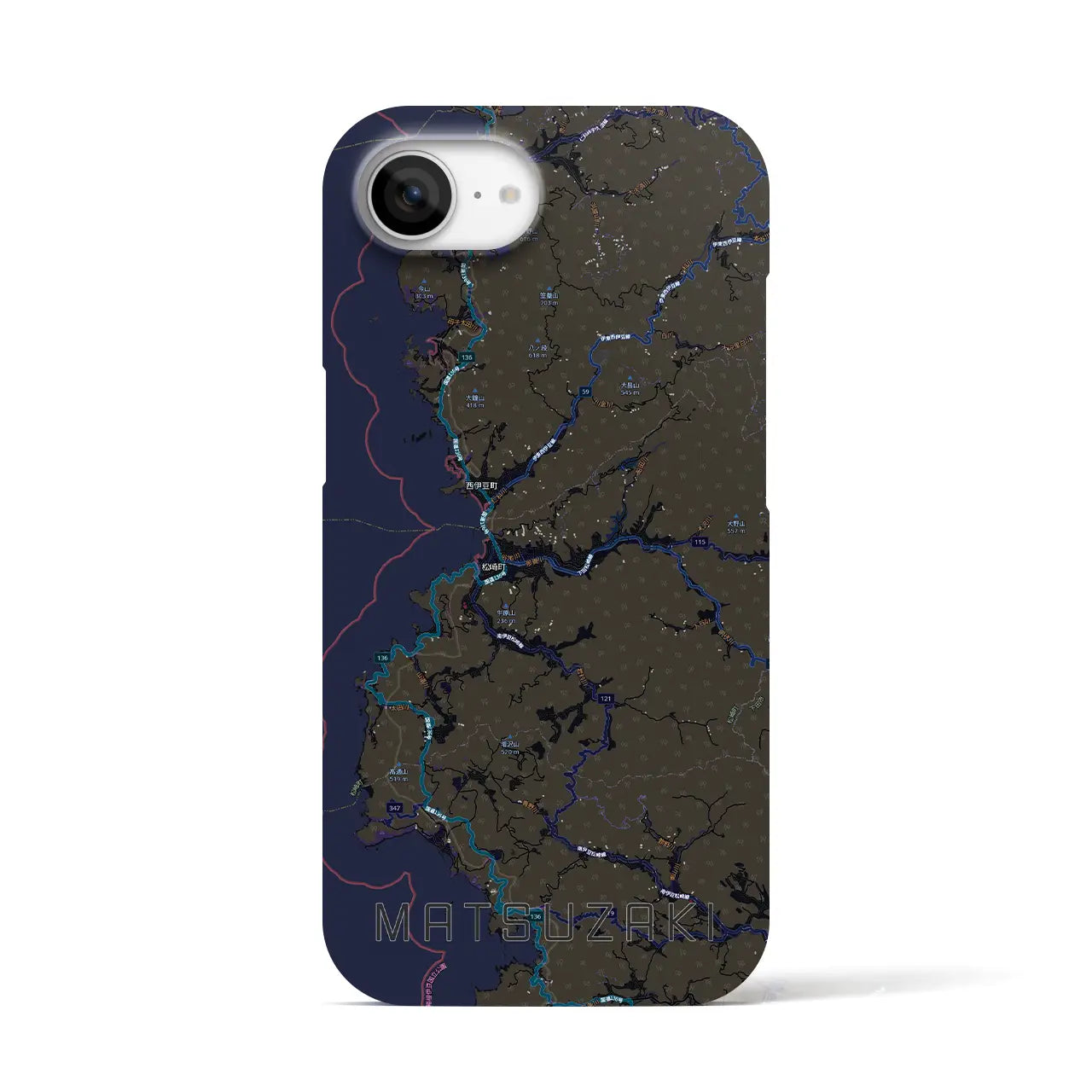 【松崎(静岡県)】地図柄iPhoneケース(バックカバータイプ)