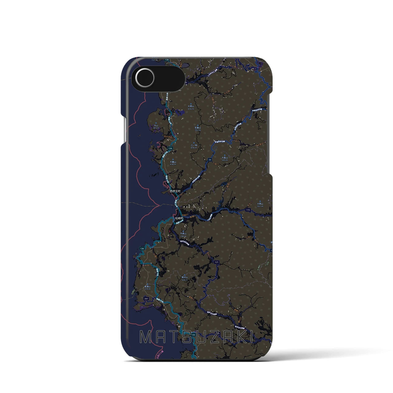 【松崎(静岡県)】地図柄iPhoneケース(バックカバータイプ)