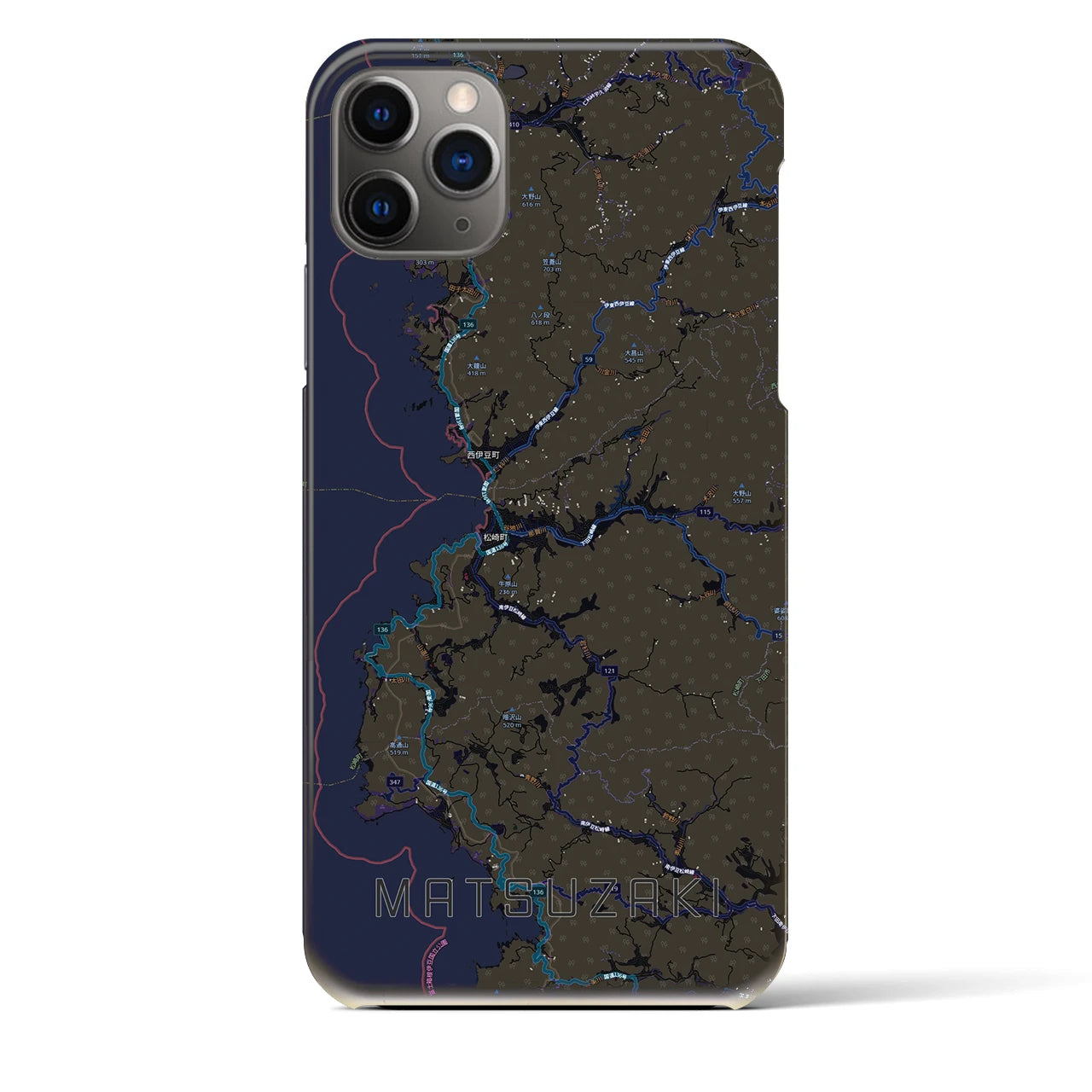 【松崎(静岡県)】地図柄iPhoneケース(バックカバータイプ)
