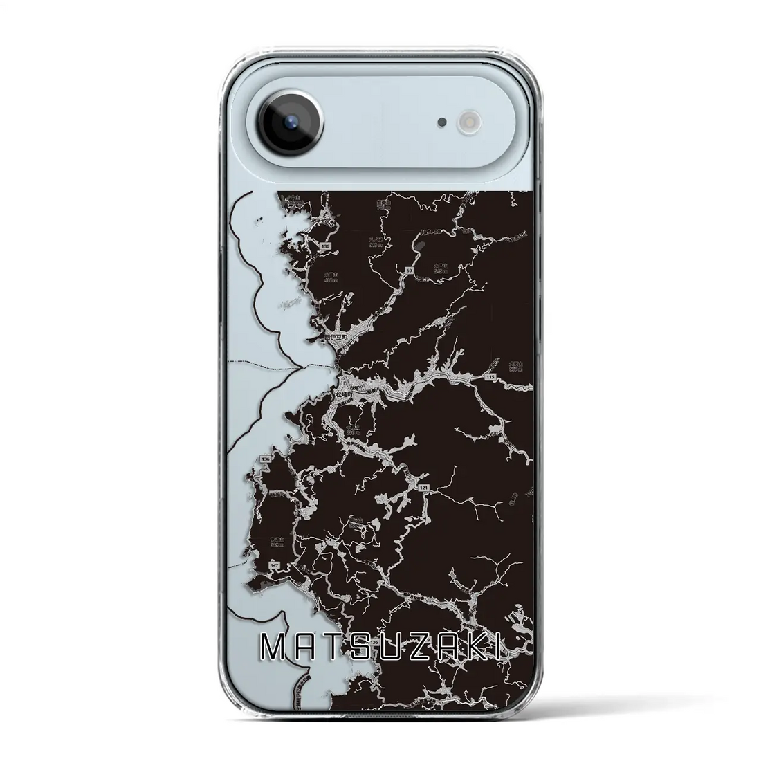【松崎(静岡県)】地図柄iPhoneケース(クリアタイプ)モノトーン・iPhone 17 Pro Max 用