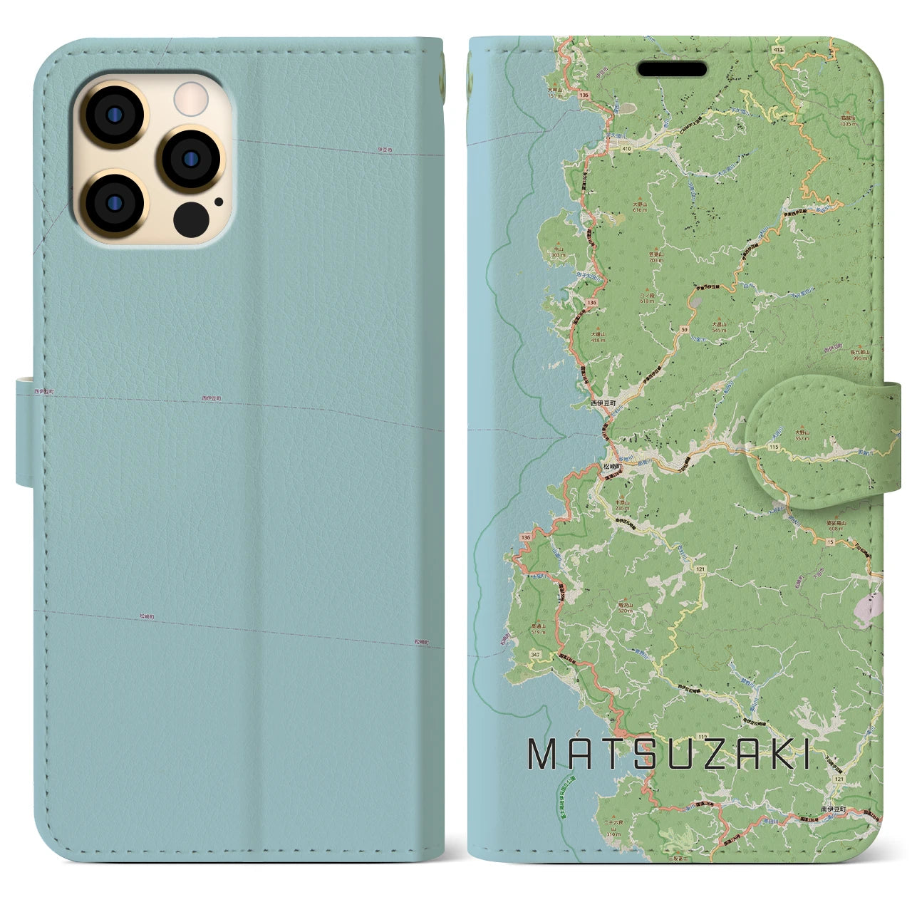 【松崎(静岡県)】地図柄iPhoneケース(手帳タイプ)