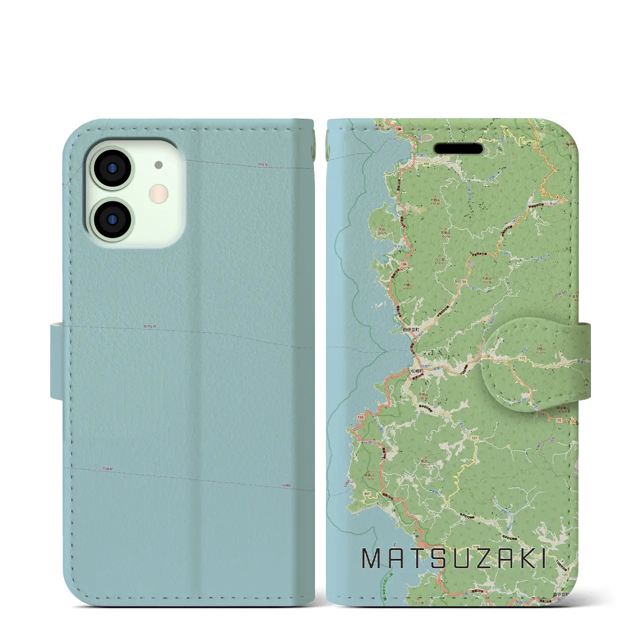 【松崎(静岡県)】地図柄iPhoneケース(手帳タイプ)