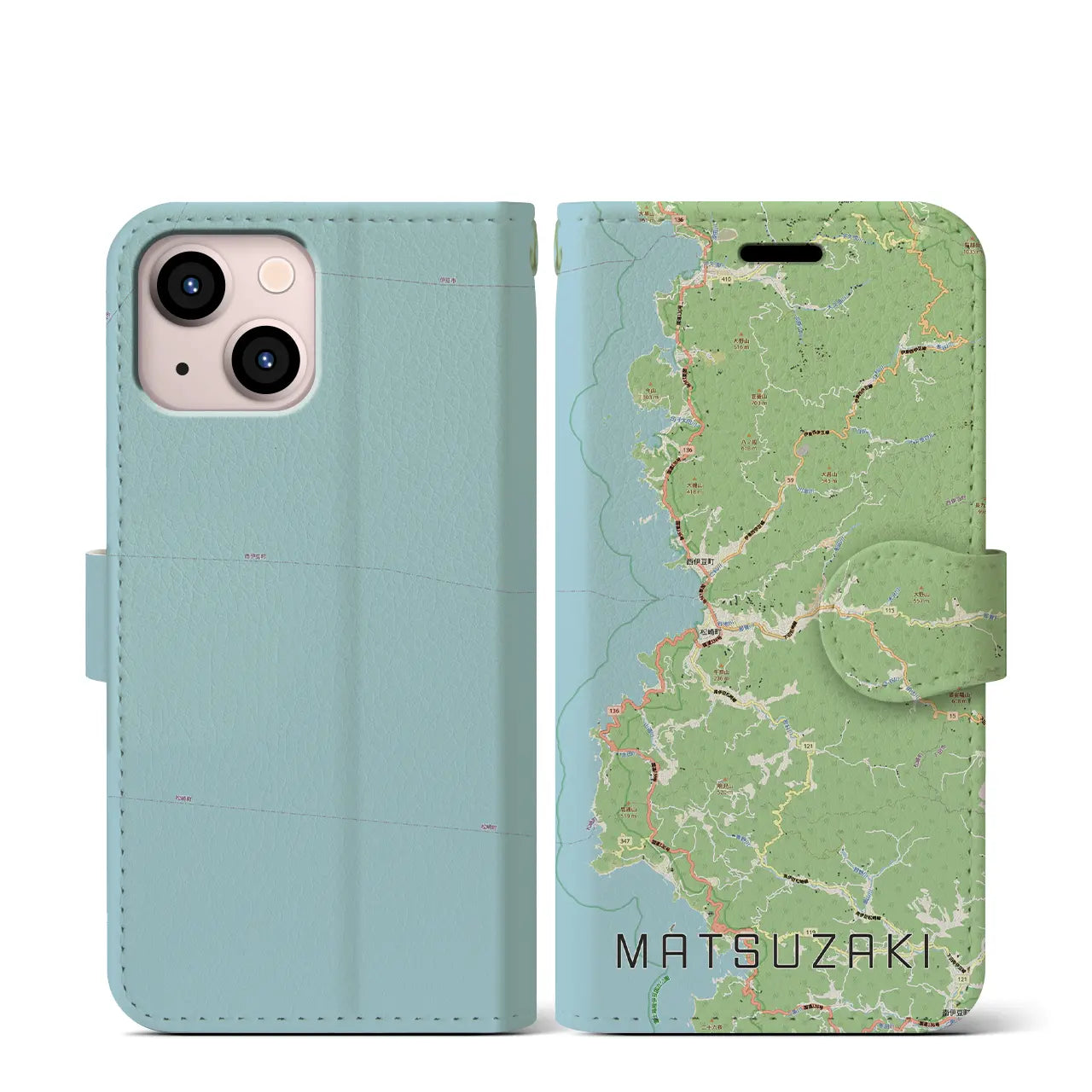 【松崎(静岡県)】地図柄iPhoneケース(手帳タイプ)