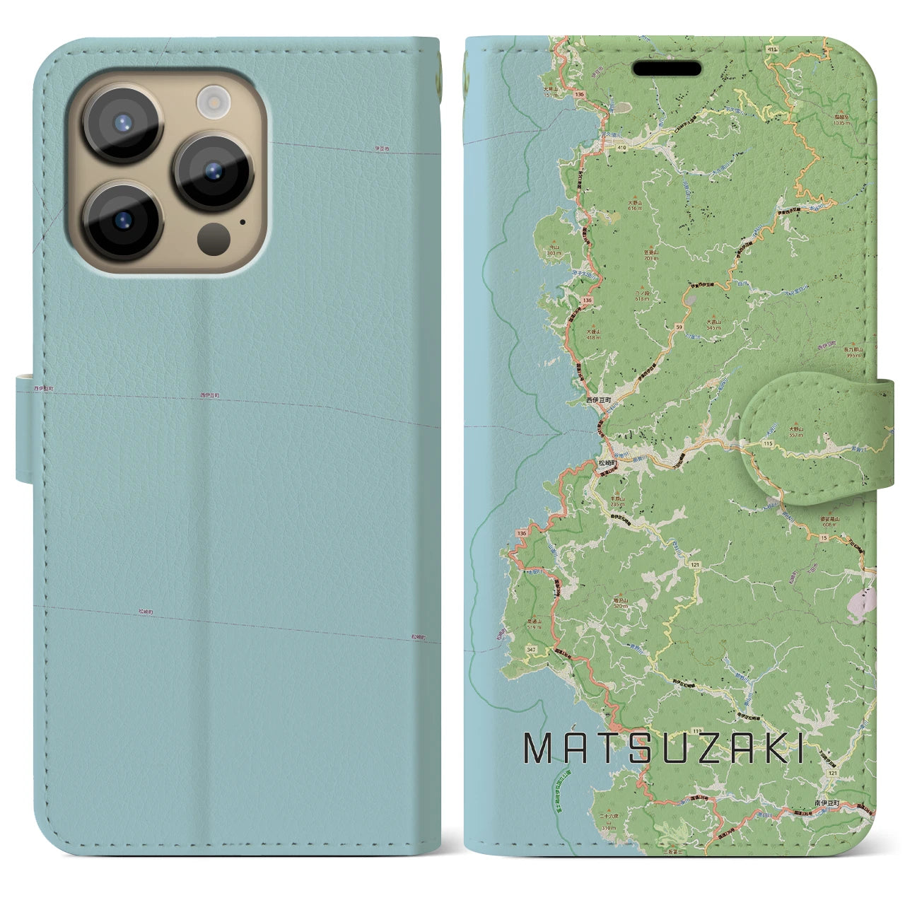 【松崎(静岡県)】地図柄iPhoneケース(手帳タイプ)