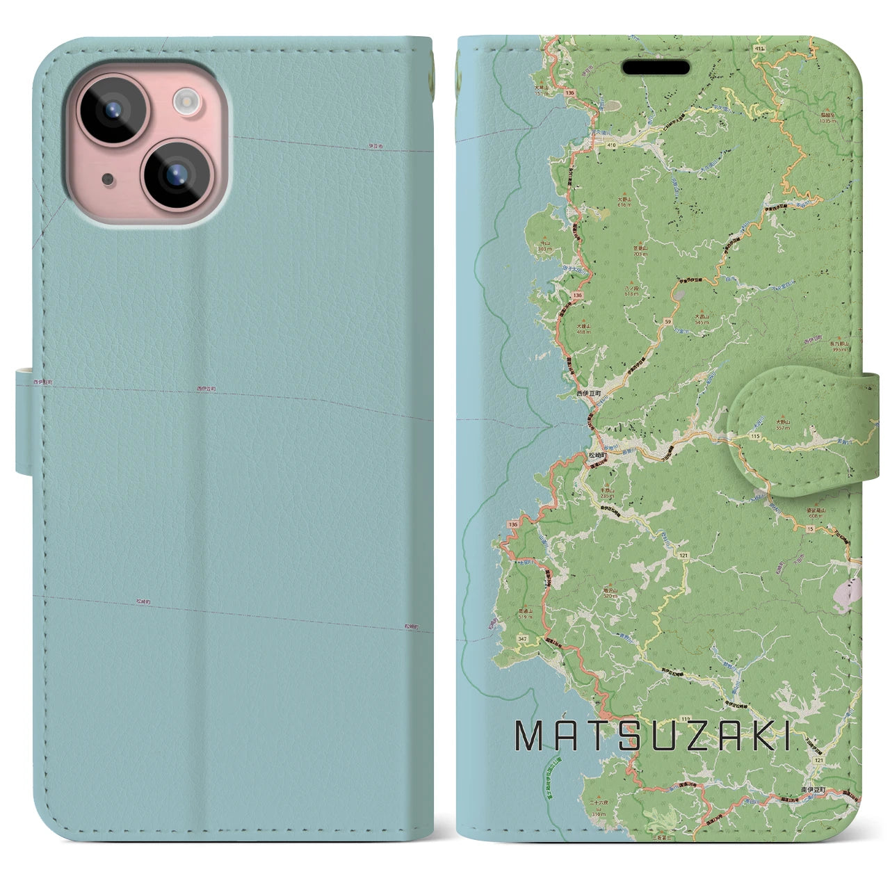 【松崎(静岡県)】地図柄iPhoneケース(手帳タイプ)