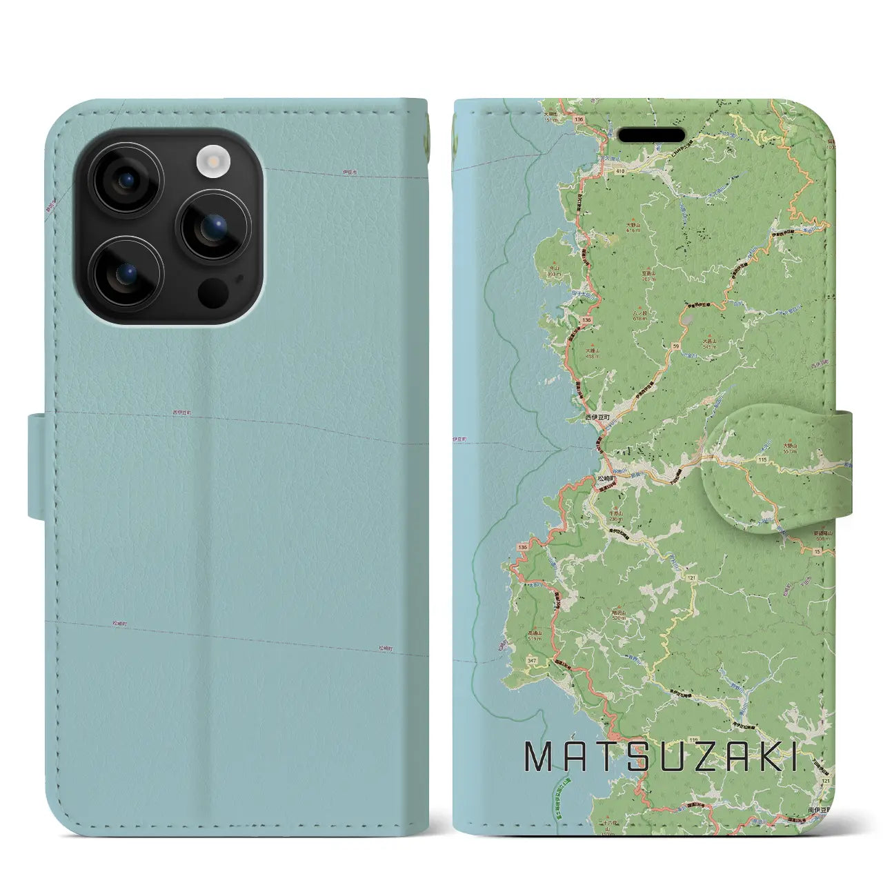 【松崎(静岡県)】地図柄iPhoneケース(手帳タイプ)