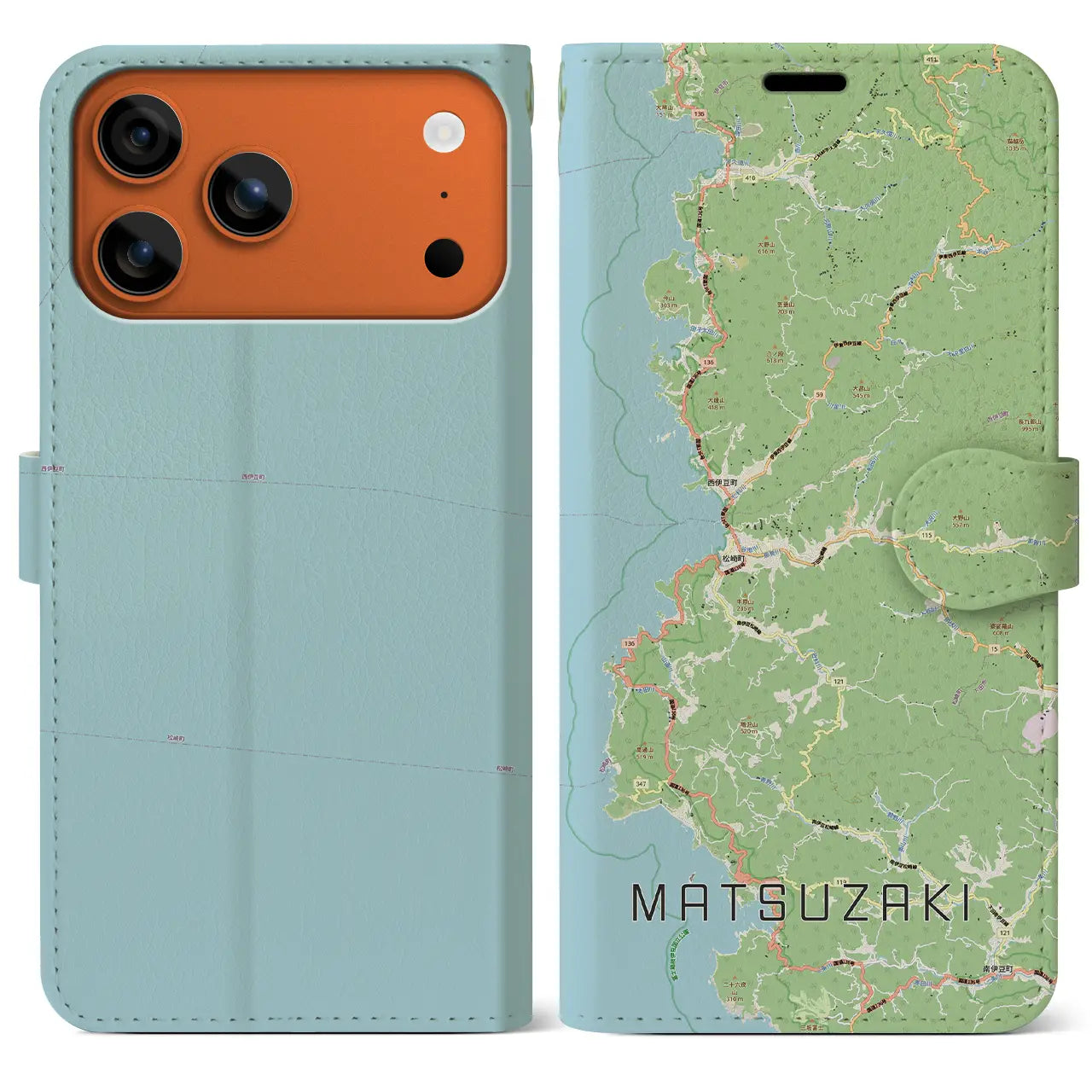 【松崎(静岡県)】地図柄iPhoneケース(手帳タイプ)