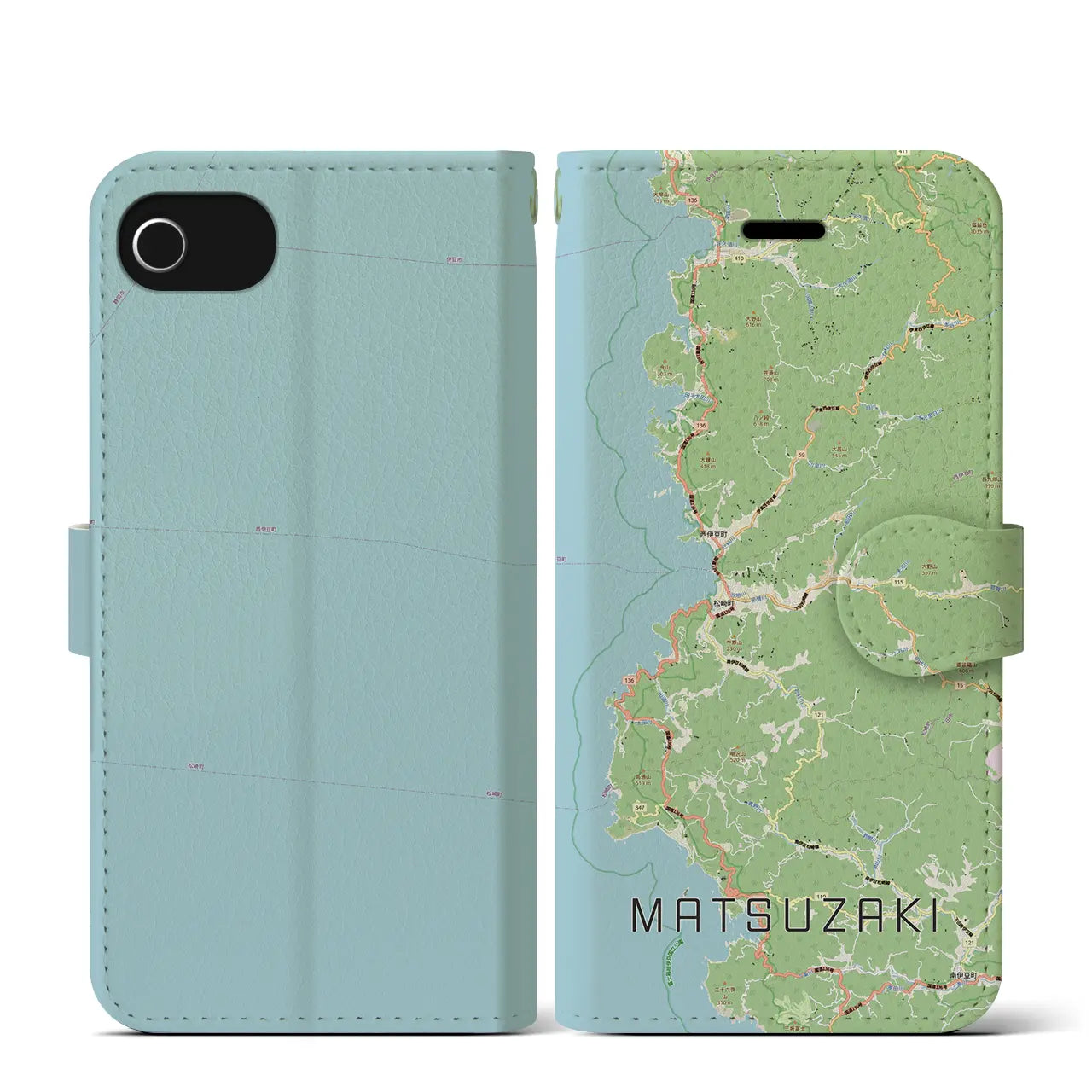 【松崎(静岡県)】地図柄iPhoneケース(手帳タイプ)