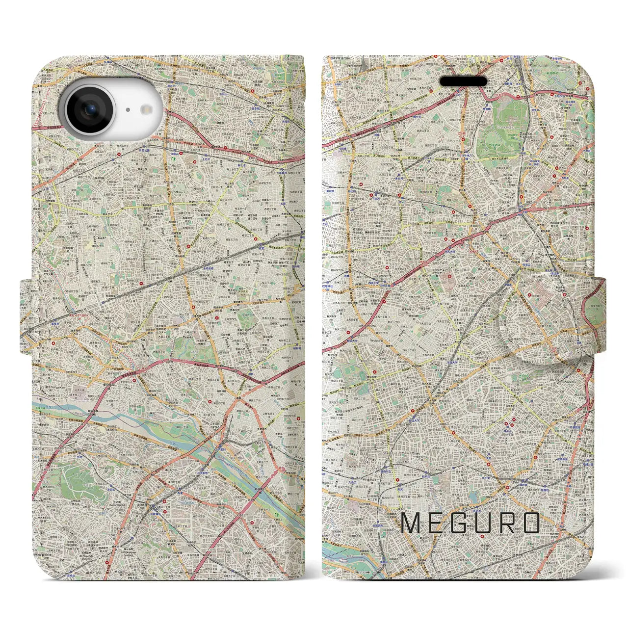 【目黒2(東京都)】地図柄iPhoneケース(手帳タイプ)
