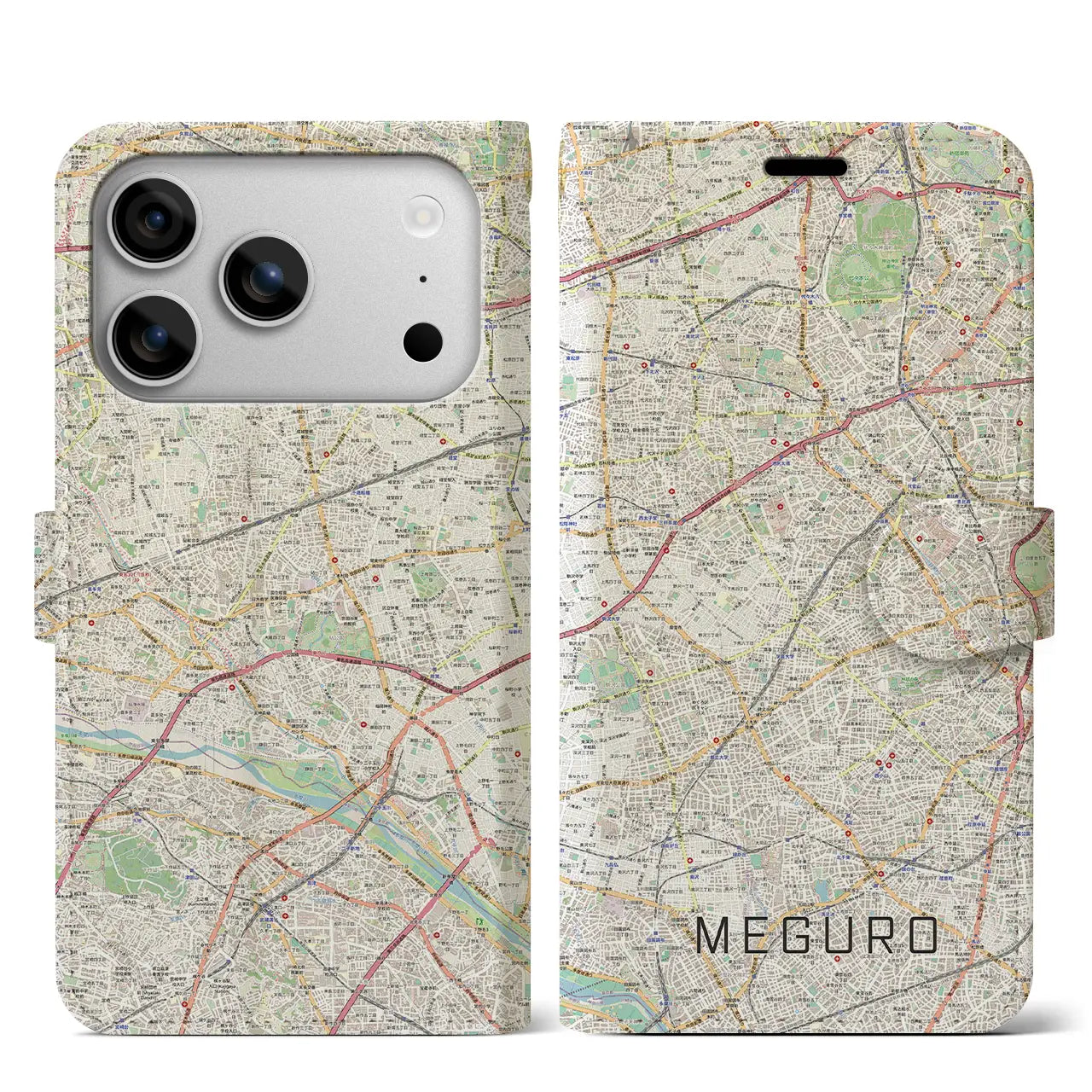 【目黒2(東京都)】地図柄iPhoneケース(手帳タイプ)