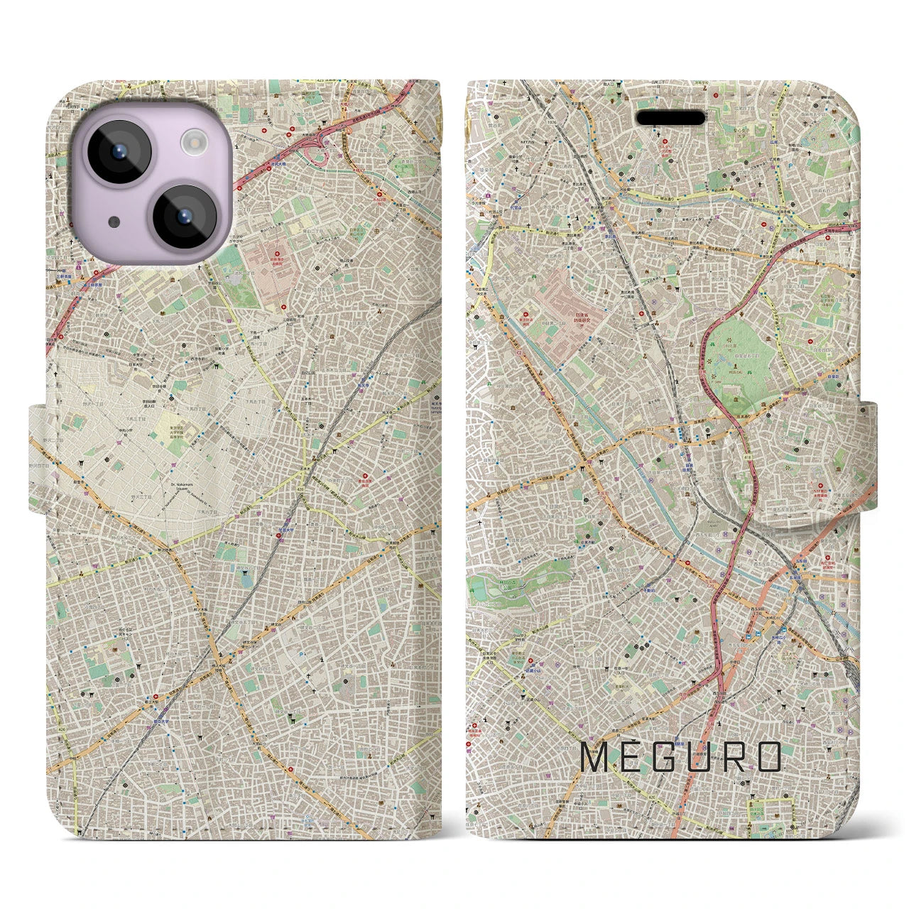 【目黒(東京都)】地図柄iPhoneケース(手帳タイプ)