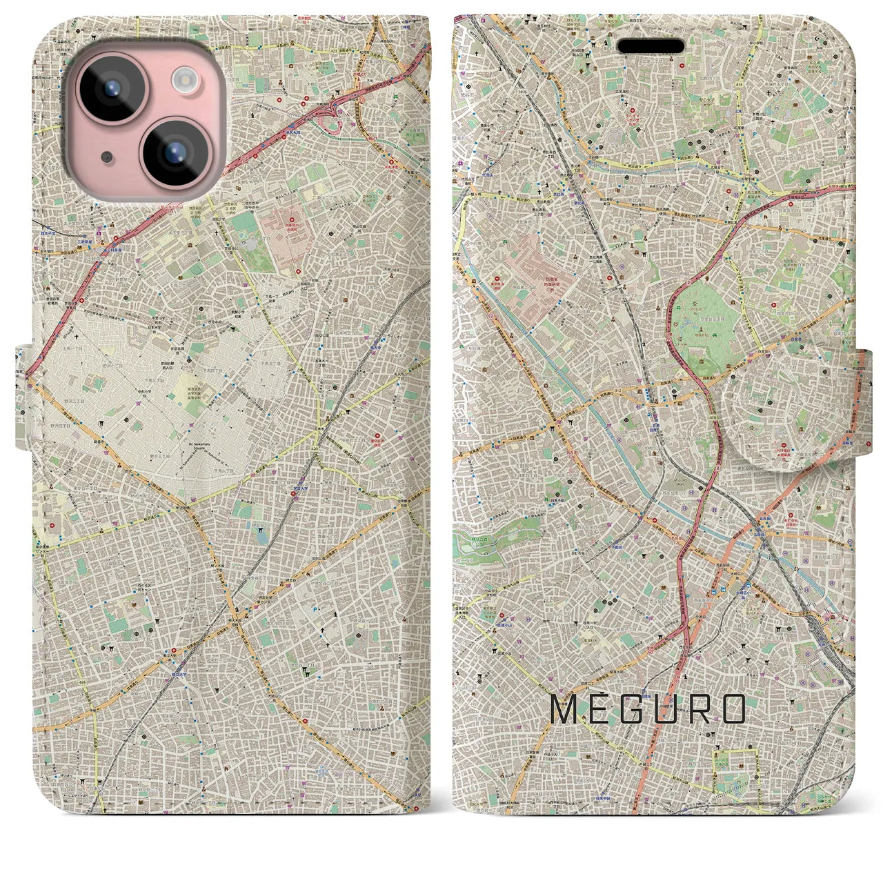 【目黒(東京都)】地図柄iPhoneケース(手帳タイプ)