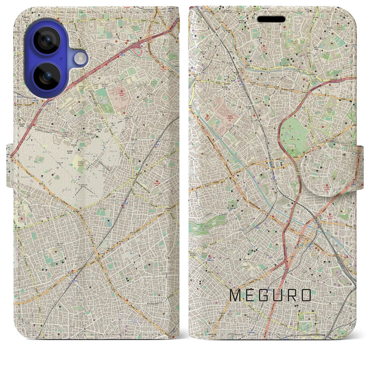 【目黒(東京都)】地図柄iPhoneケース(手帳タイプ)