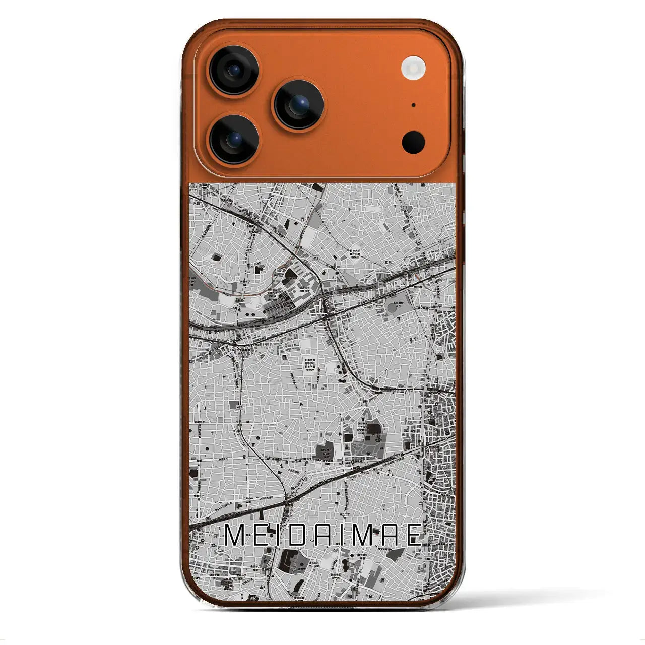 【明大前(東京都)】地図柄iPhoneケース(クリアタイプ)モノトーン・iPhone 17 Pro Max 用