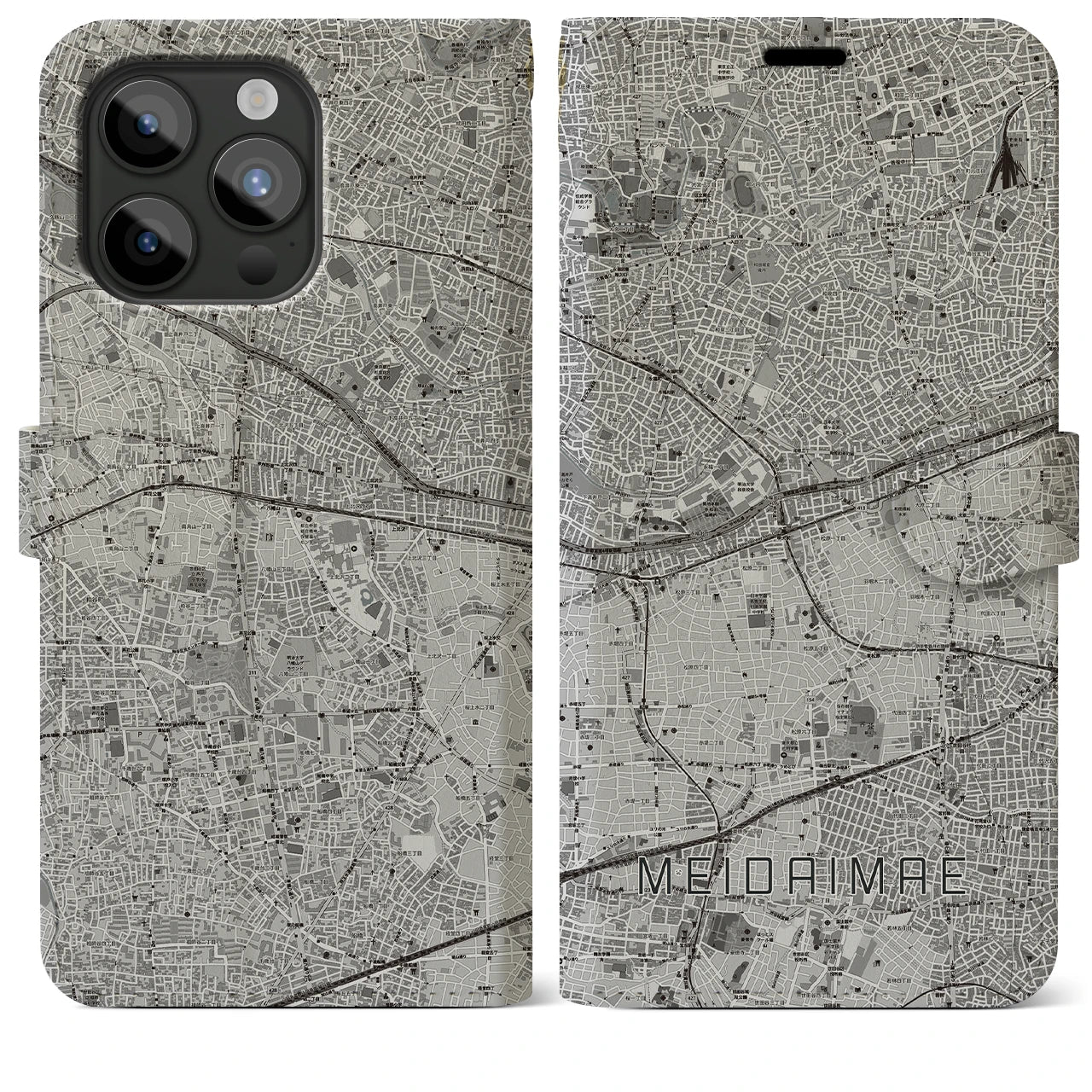 【明大前(東京都)】地図柄iPhoneケース(手帳タイプ)