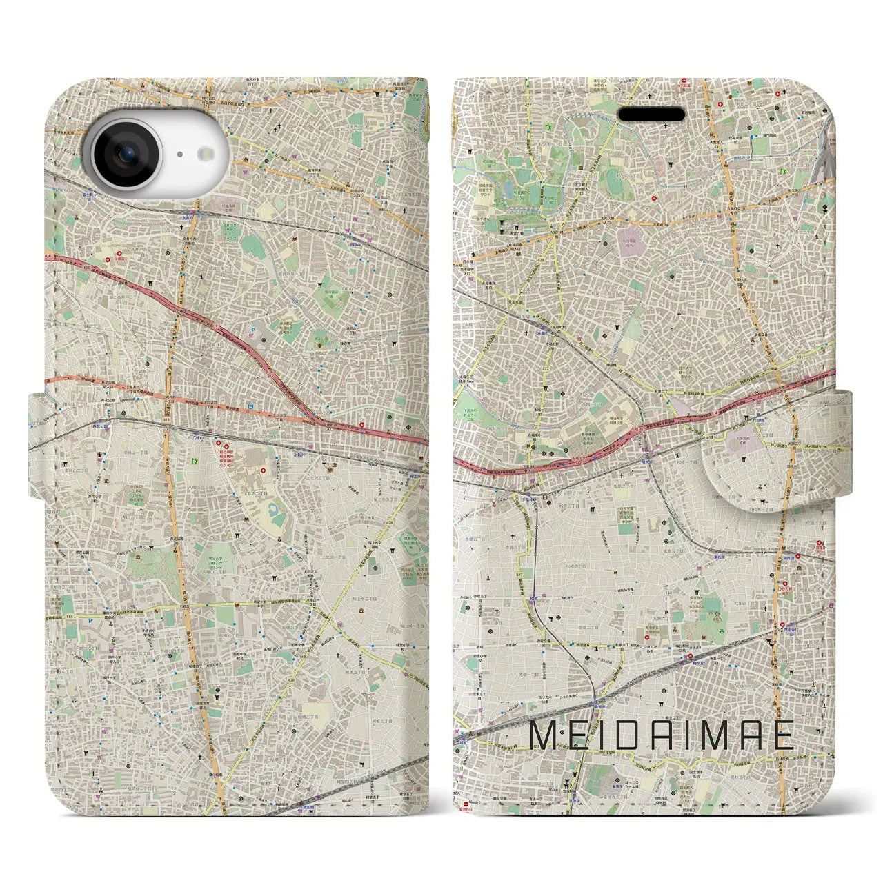 【明大前(東京都)】地図柄iPhoneケース(手帳タイプ)