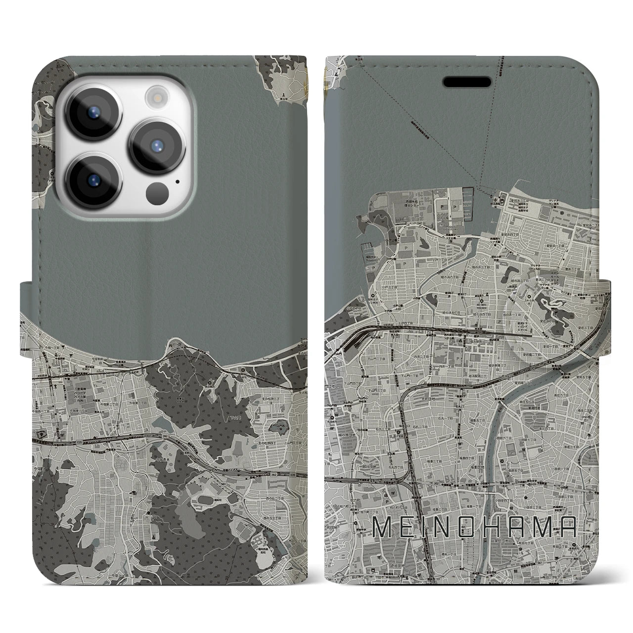 【姪浜(福岡県)】地図柄iPhoneケース(手帳タイプ)