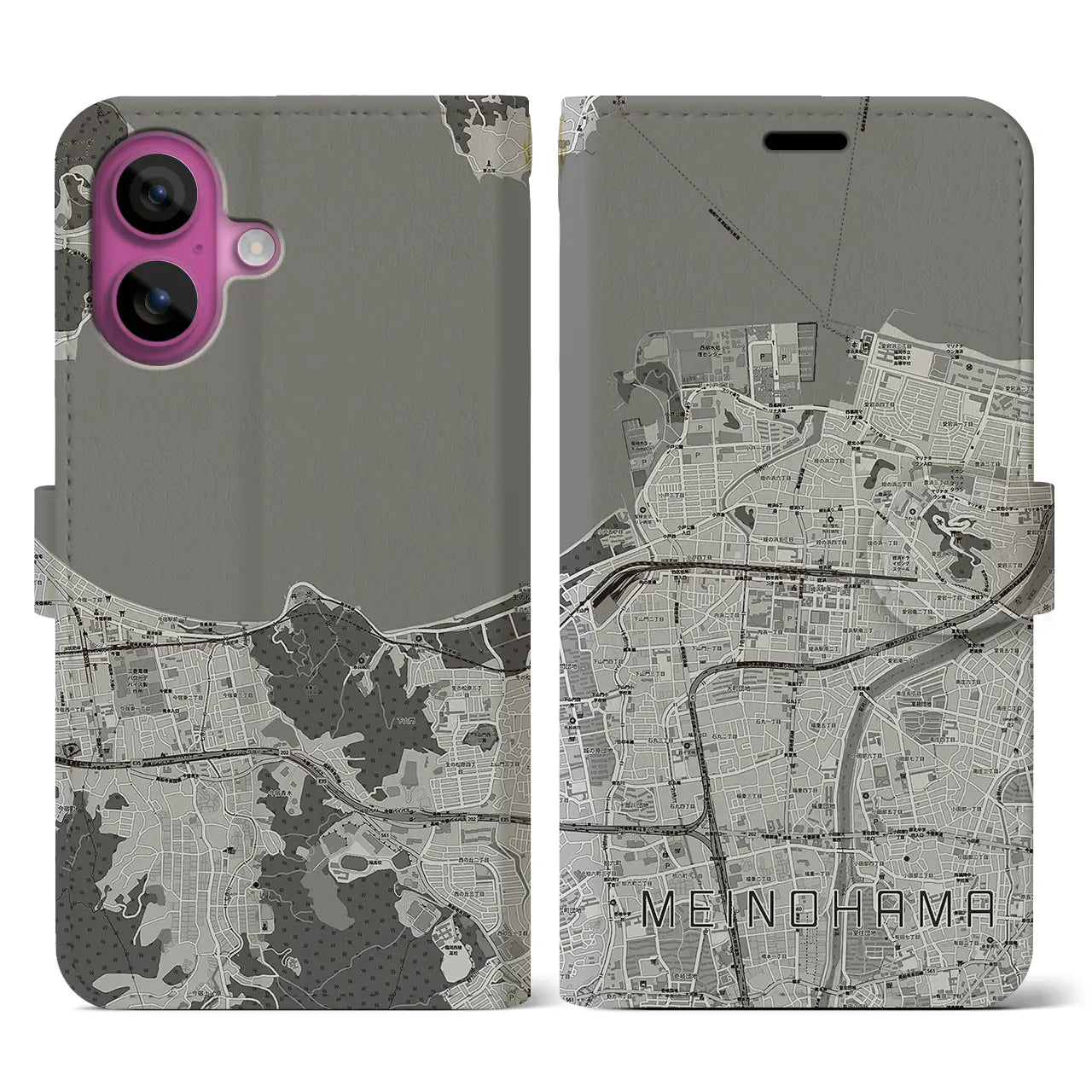 【姪浜(福岡県)】地図柄iPhoneケース(手帳タイプ)