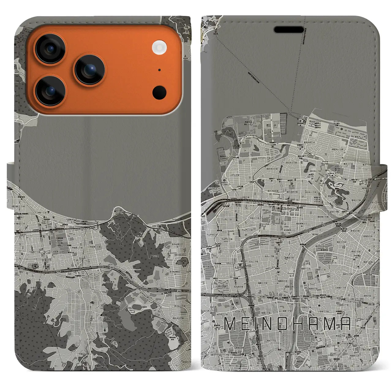 【姪浜(福岡県)】地図柄iPhoneケース(手帳タイプ)