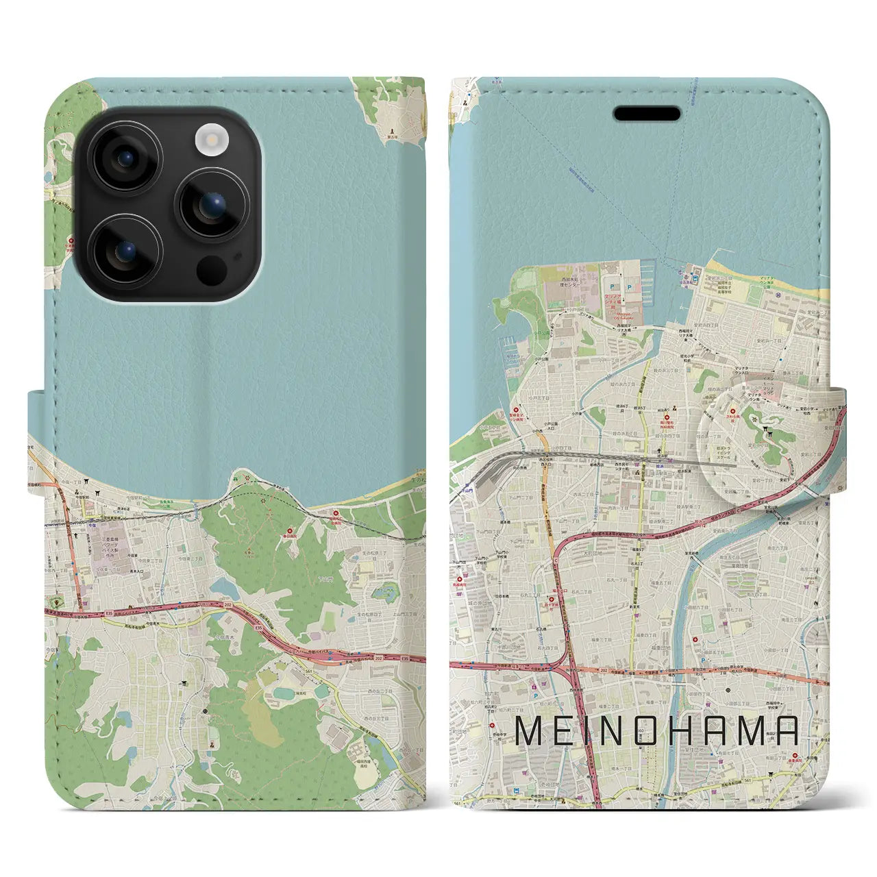 【姪浜(福岡県)】地図柄iPhoneケース(手帳タイプ)