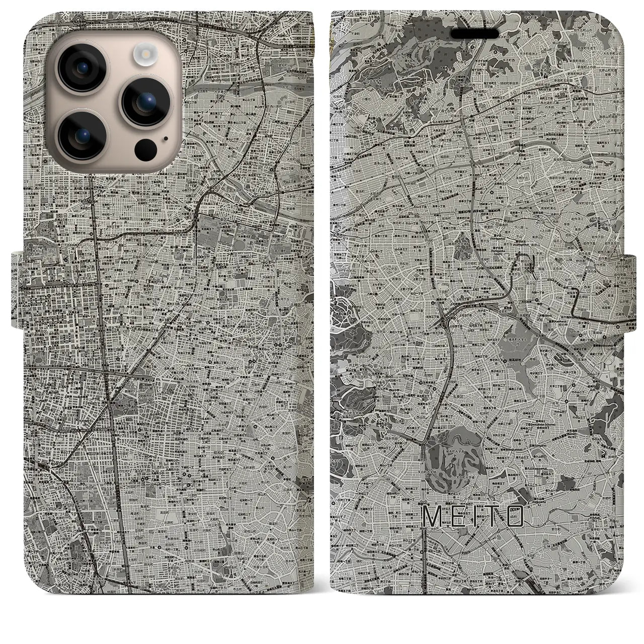 【名東(愛知県)】地図柄iPhoneケース(手帳タイプ)