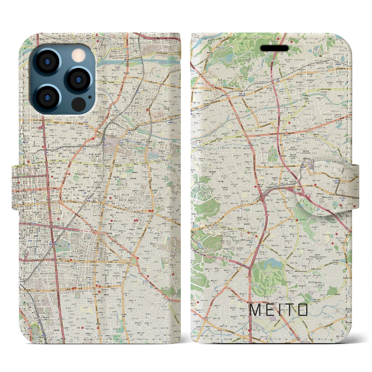 【名東(愛知県)】地図柄iPhoneケース(手帳タイプ)