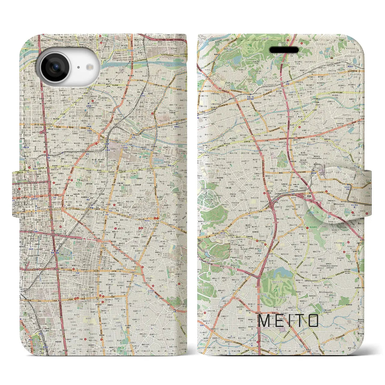 【名東(愛知県)】地図柄iPhoneケース(手帳タイプ)