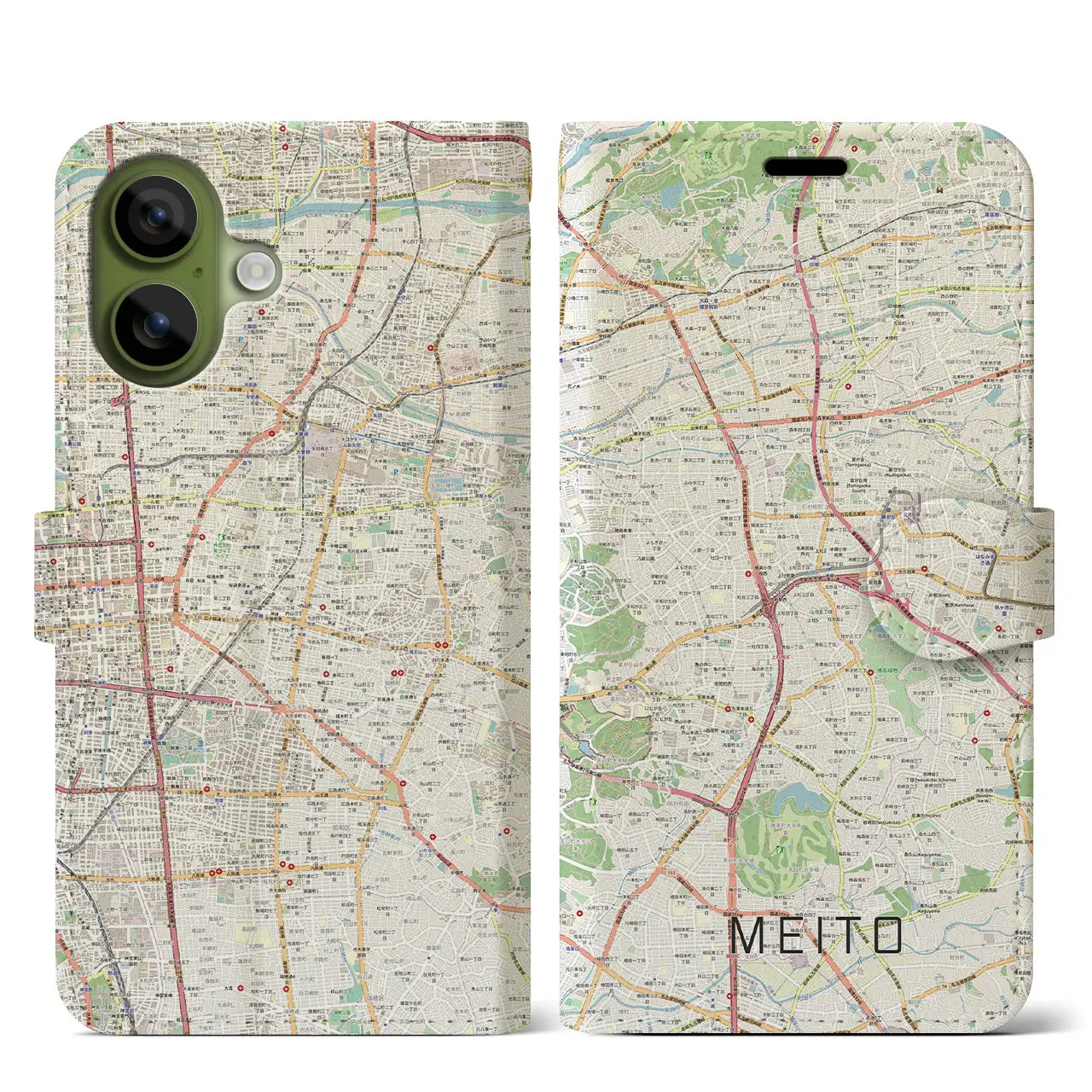 【名東(愛知県)】地図柄iPhoneケース(手帳タイプ)