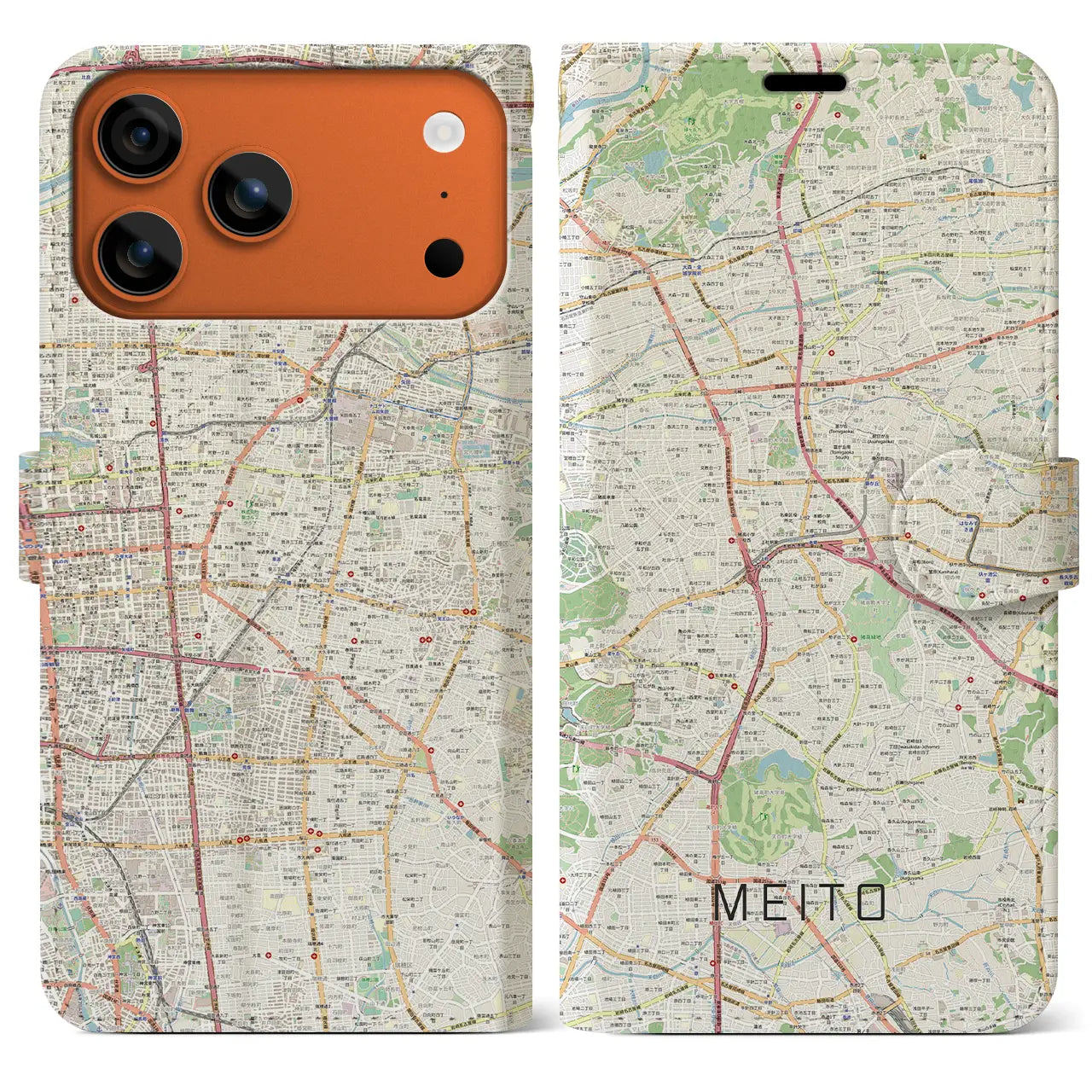 【名東(愛知県)】地図柄iPhoneケース(手帳タイプ)