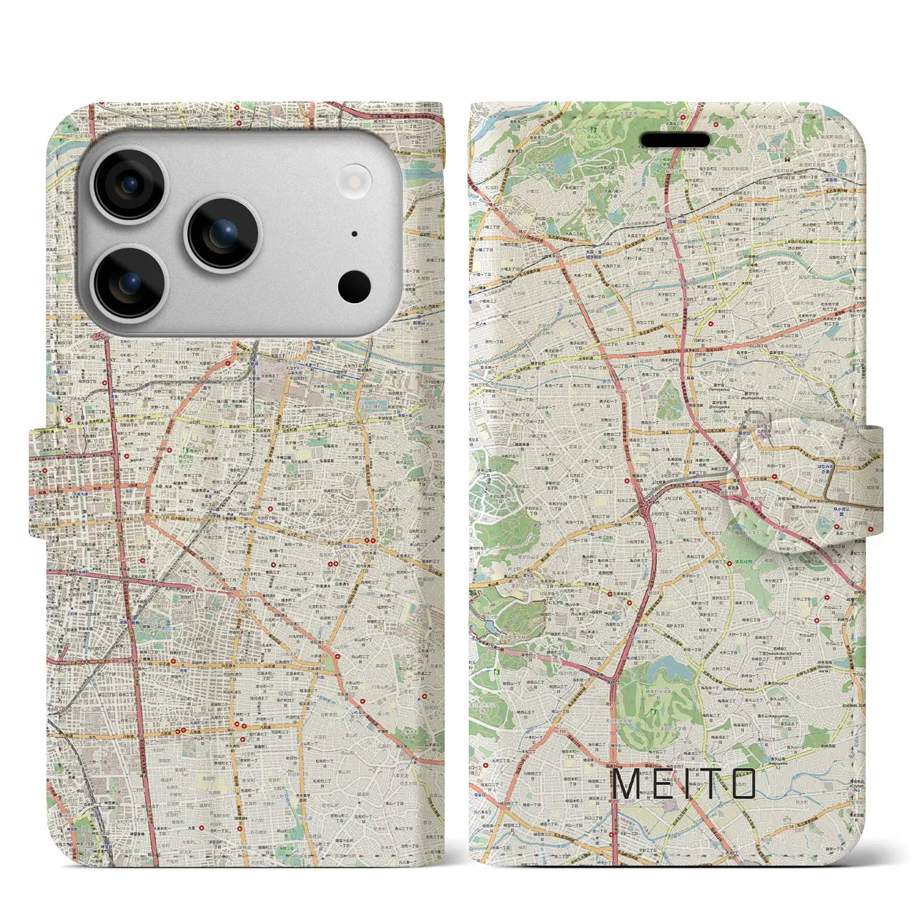 【名東(愛知県)】地図柄iPhoneケース(手帳タイプ)
