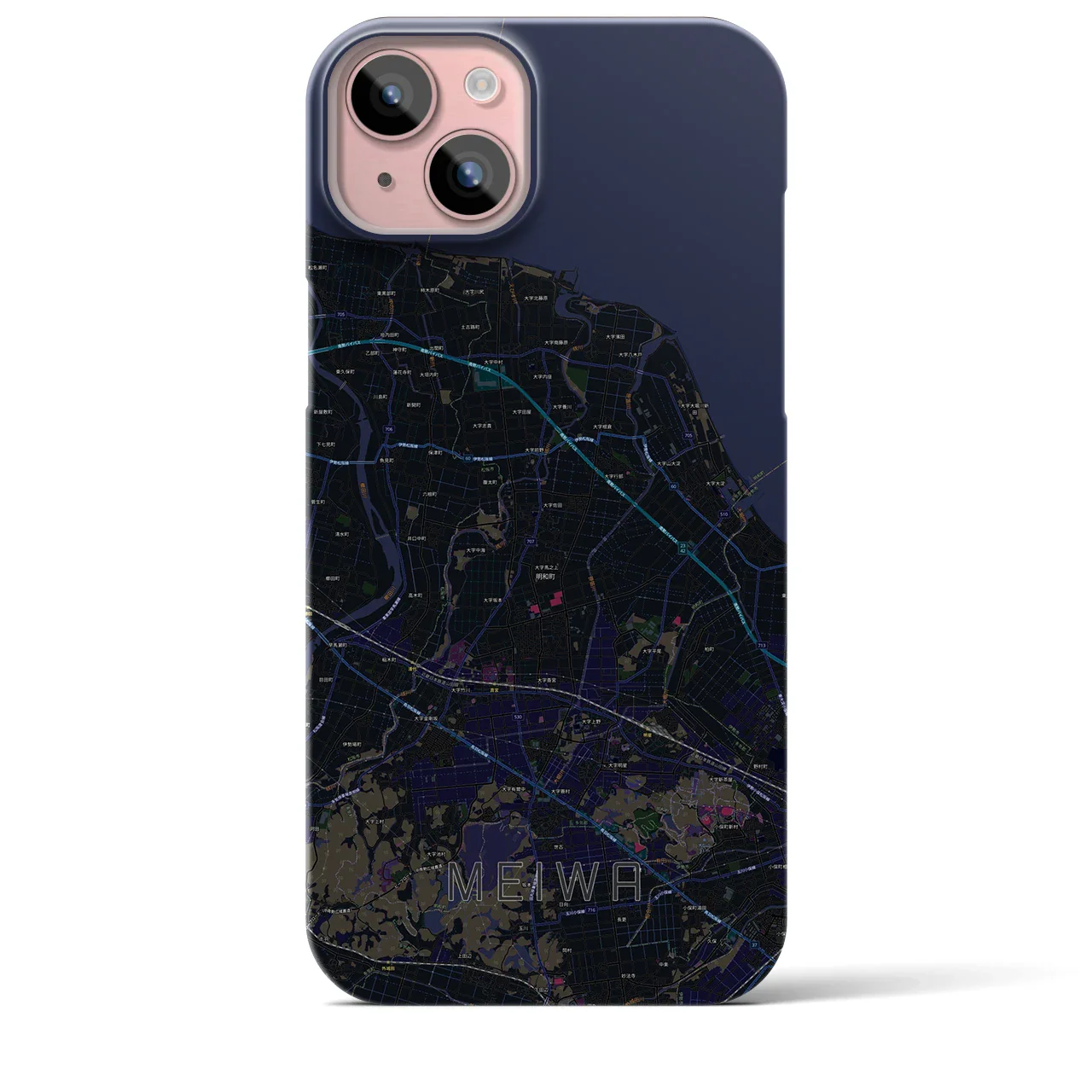 【明和(三重県)】地図柄iPhoneケース(バックカバータイプ)