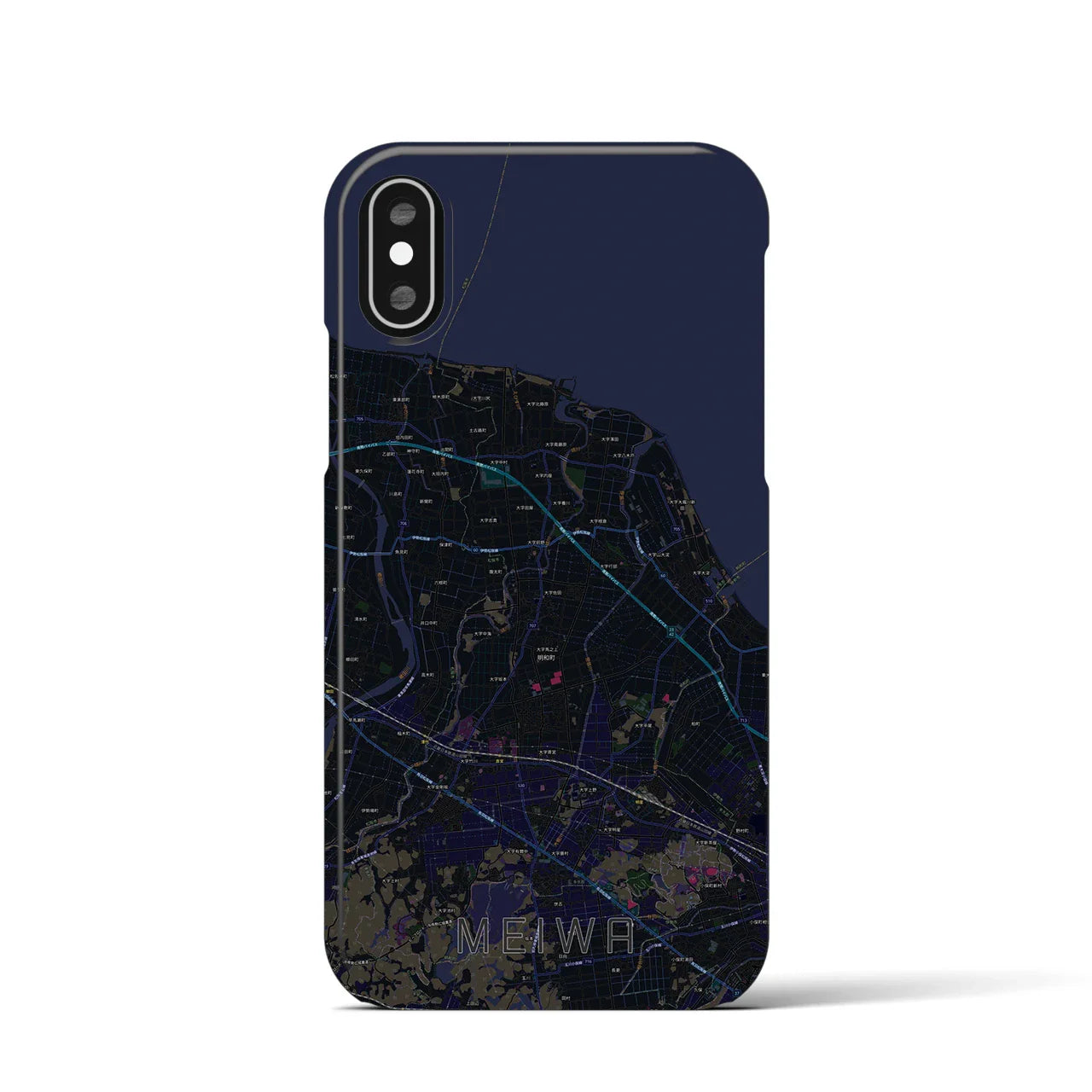 【明和(三重県)】地図柄iPhoneケース(バックカバータイプ)