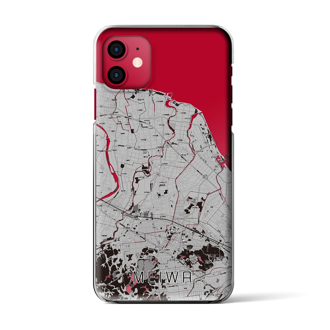【明和(三重県)】地図柄iPhoneケース(クリアタイプ)モノトーン・iPhone 11 用
