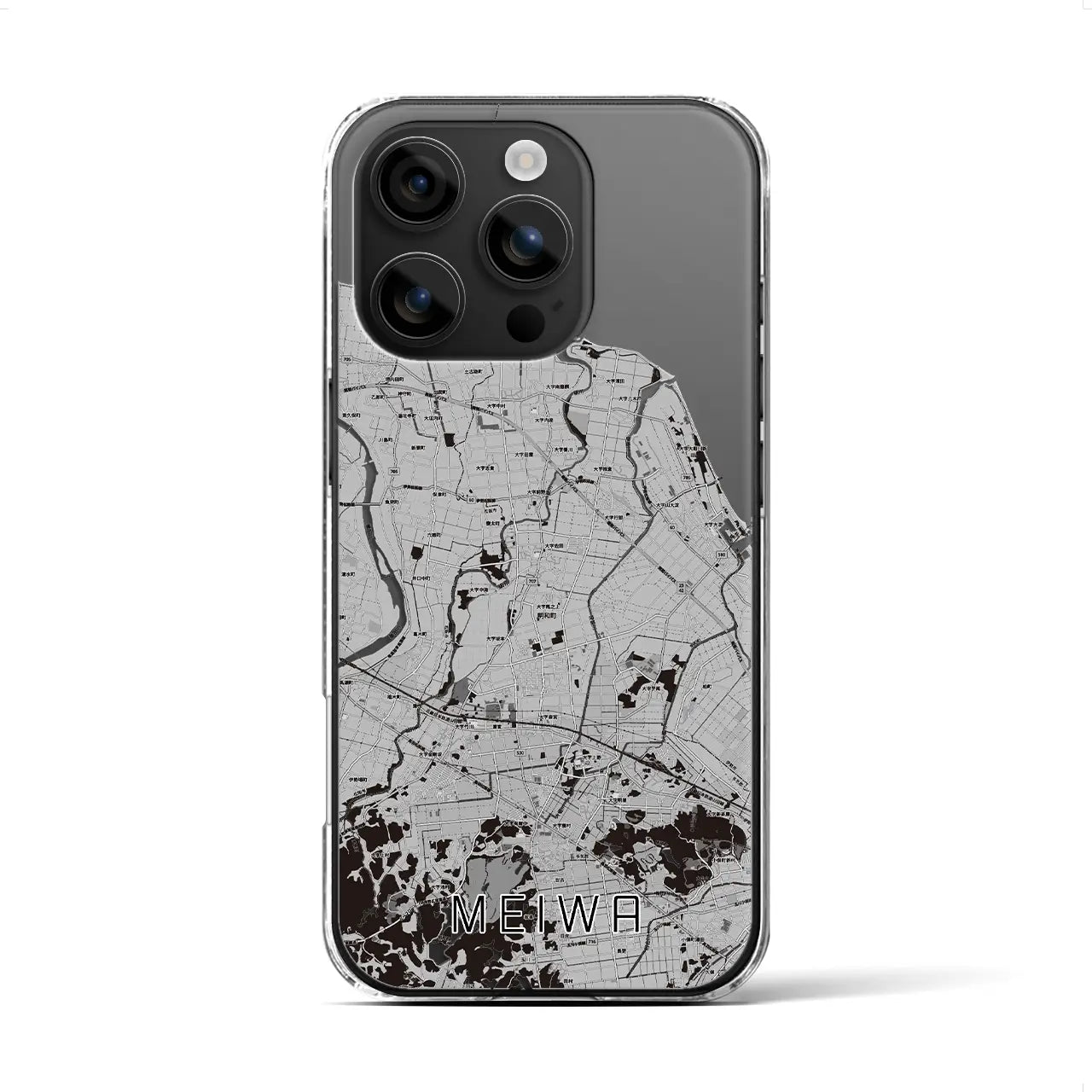 【明和(三重県)】地図柄iPhoneケース(クリアタイプ)モノトーン・iPhone 16 用