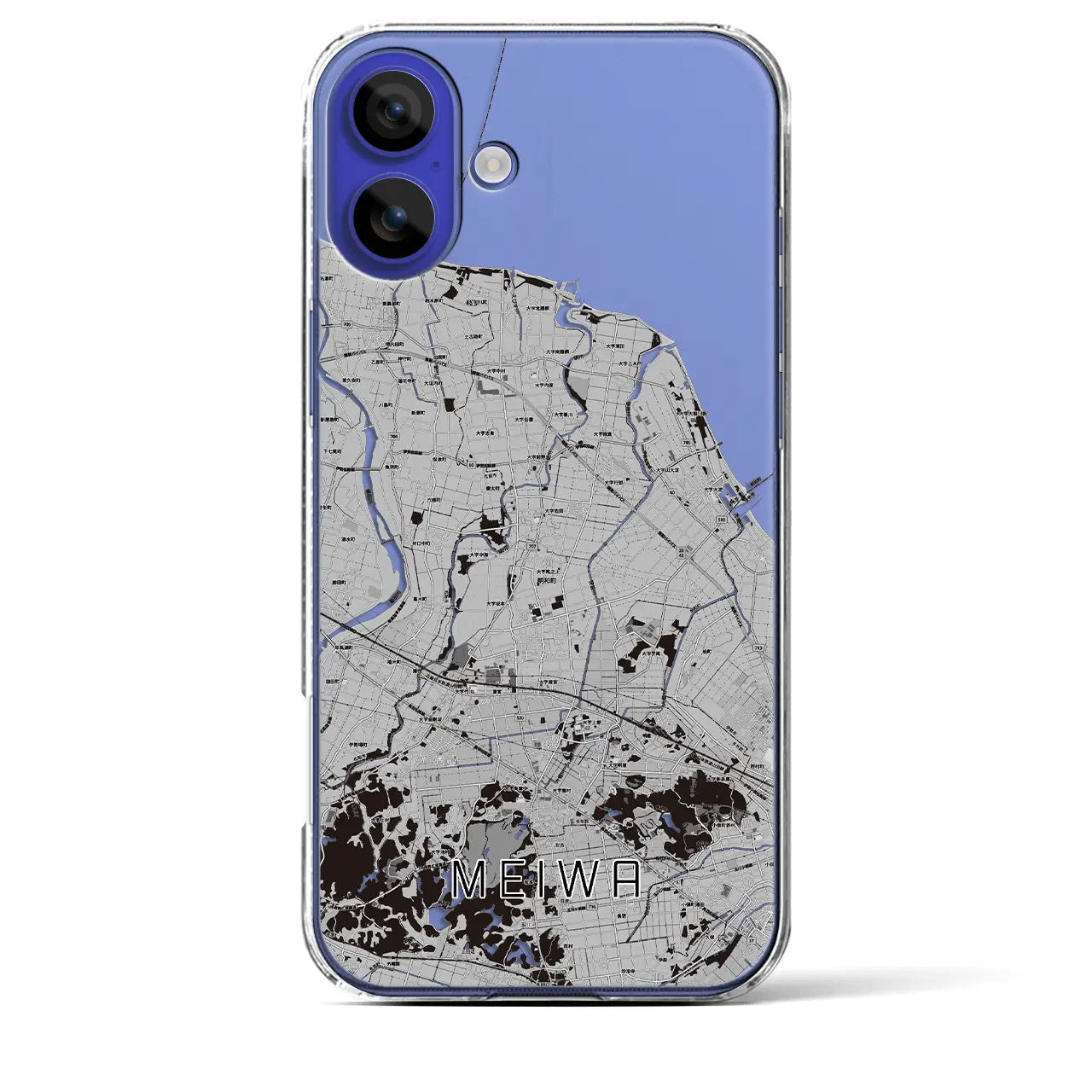 【明和(三重県)】地図柄iPhoneケース(クリアタイプ)モノトーン・iPhone 16 Pro Max 用