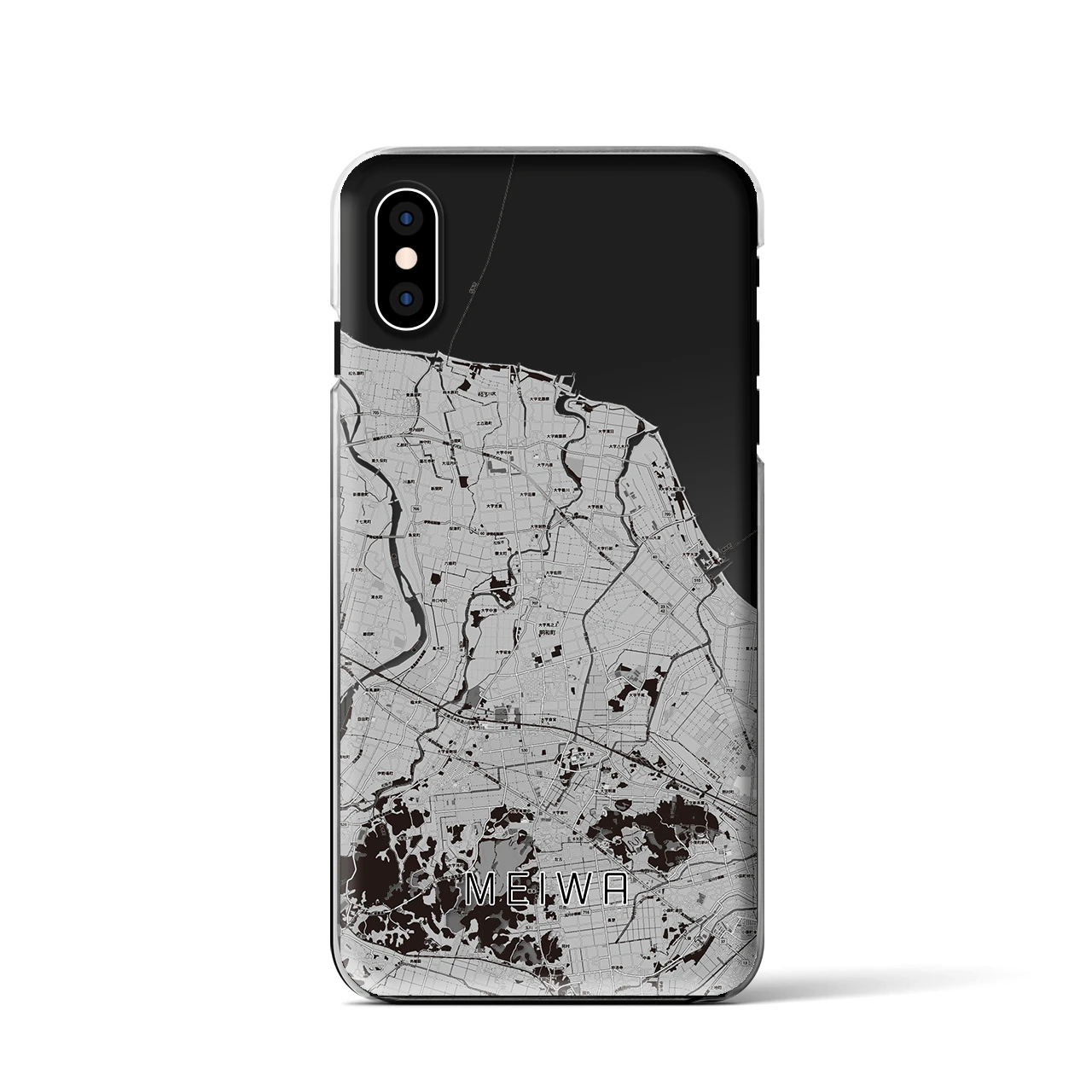 【明和(三重県)】地図柄iPhoneケース(クリアタイプ)モノトーン・iPhone XS / X 用